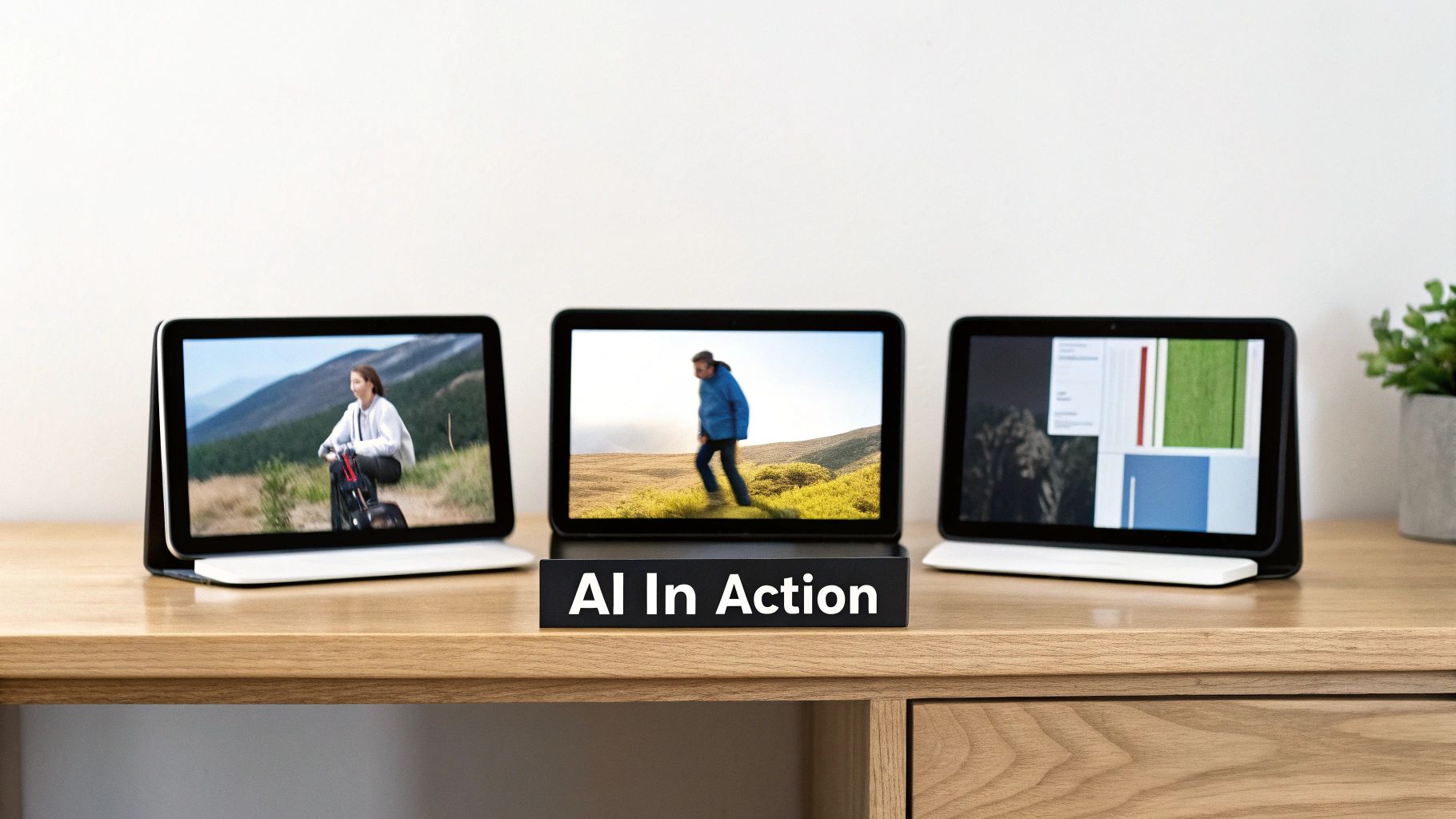 A collage of different AI-generated video thumbnails for various industries, showcasing diversity in style and application.