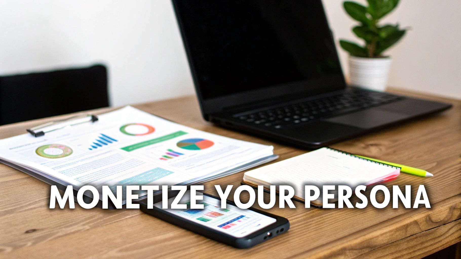 AI influencer managing business from a laptop