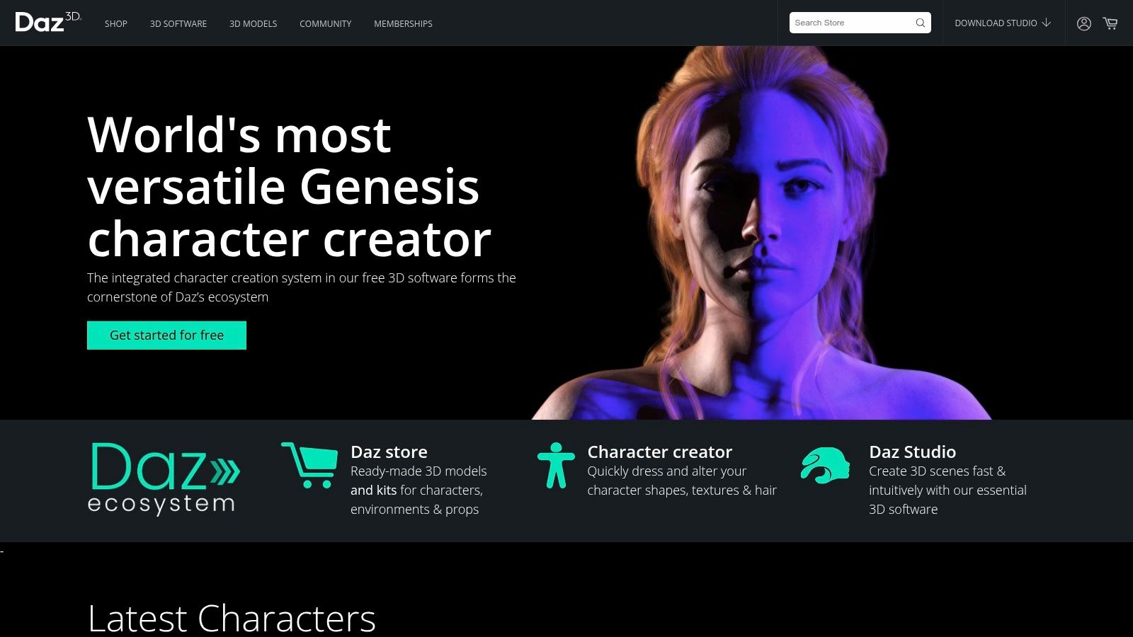 A 3D render of a realistic female character with intricate armor and a sword, created in Daz 3D, showcasing detailed textures and lighting.