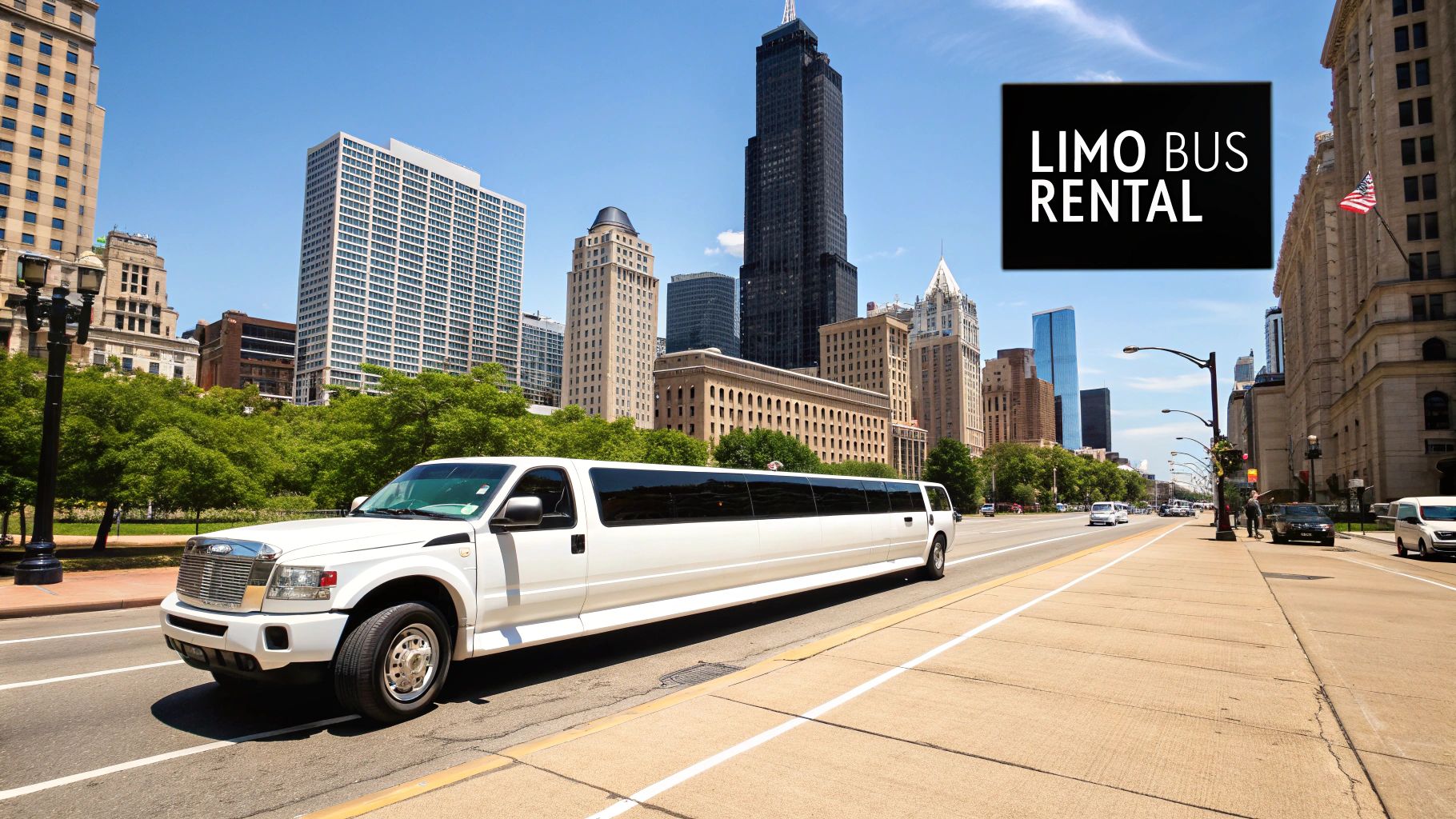 A luxurious limo bus interior with leather seats and ambient lighting