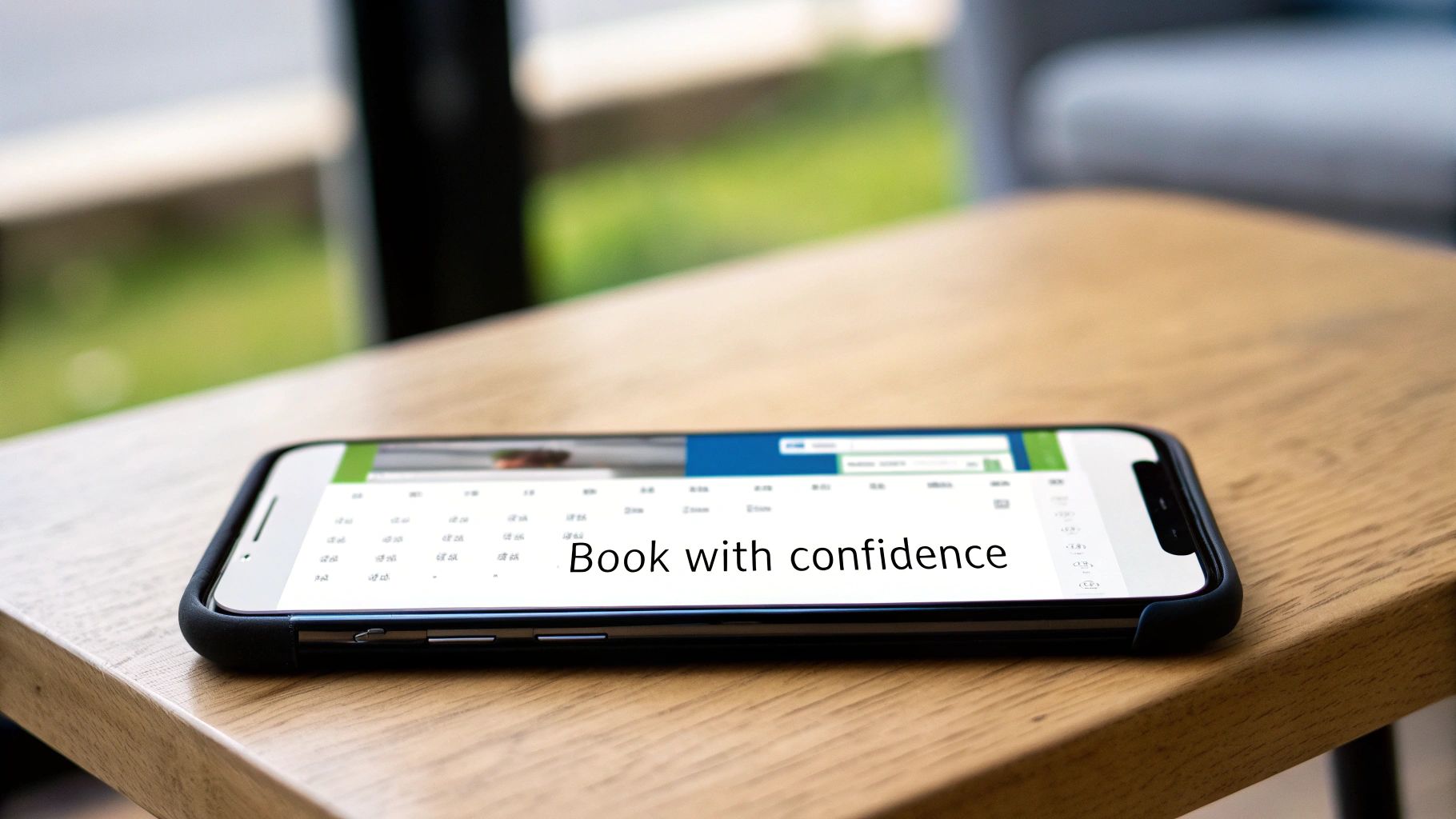 A person using a smartphone to book a luxury limo service