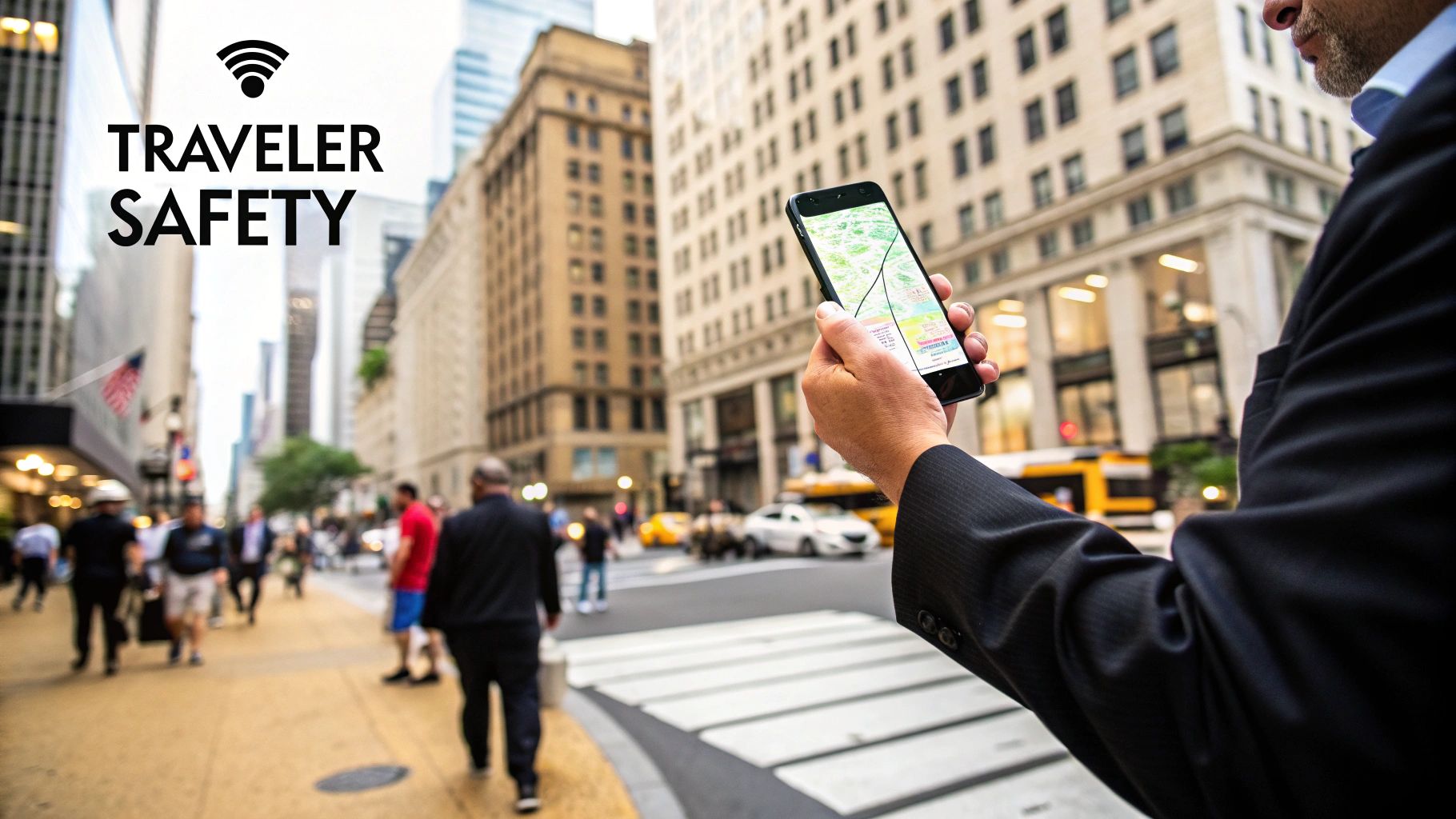 A person sitting comfortably in an airport lounge, looking relaxed and safe.