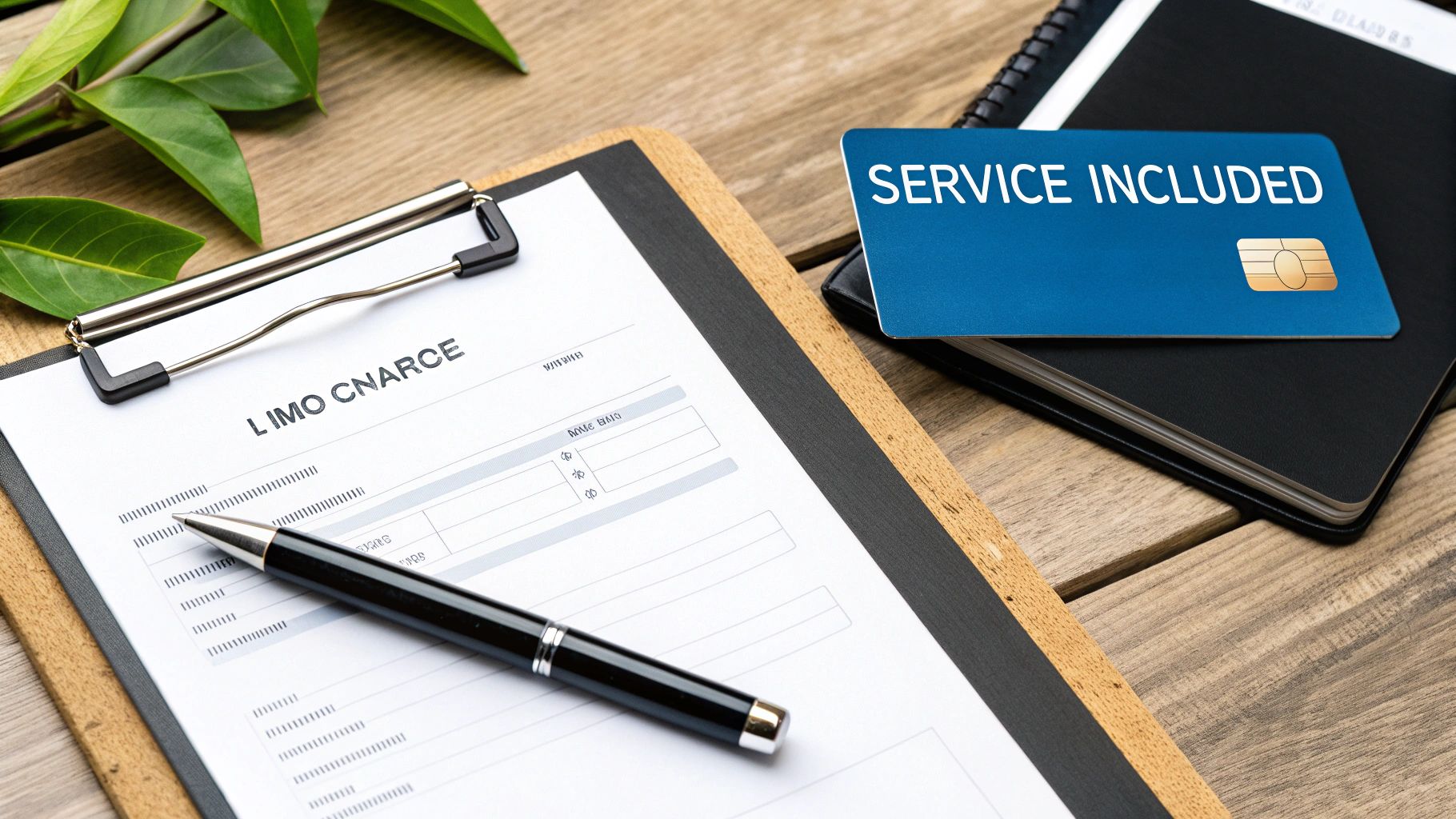 Limousine interior with chauffeur serving refreshments