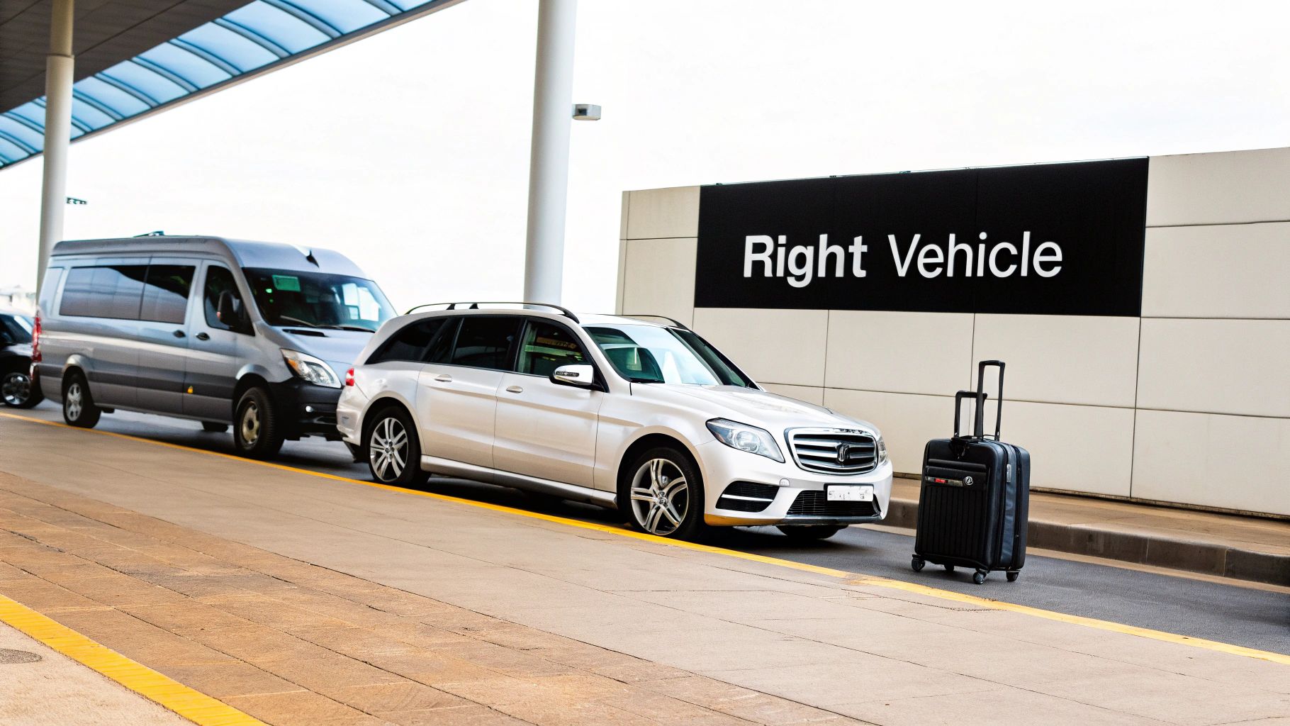 A chauffeur meeting a client at the airport arrivals area.