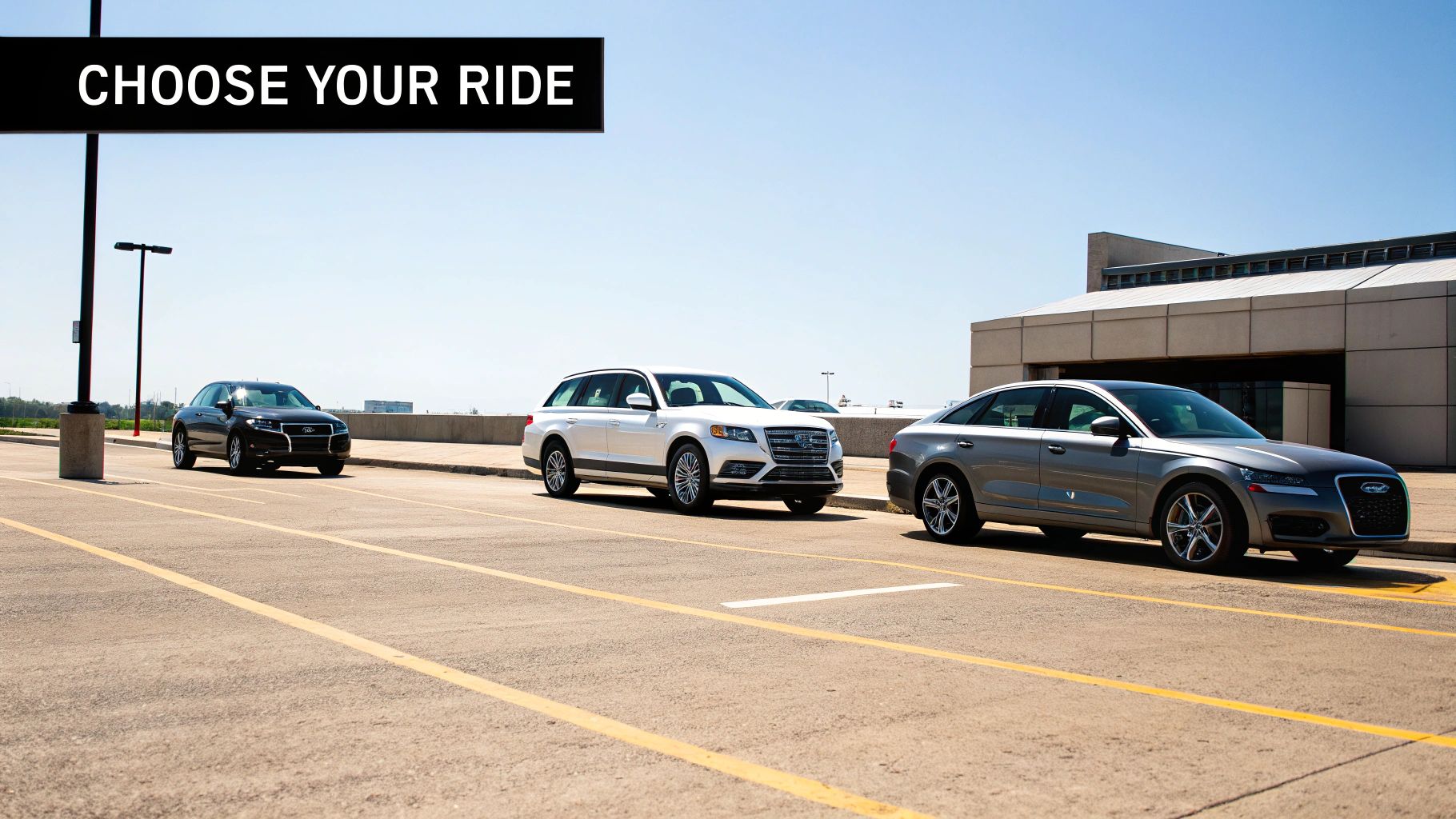 Person booking a car service on a smartphone at an airport