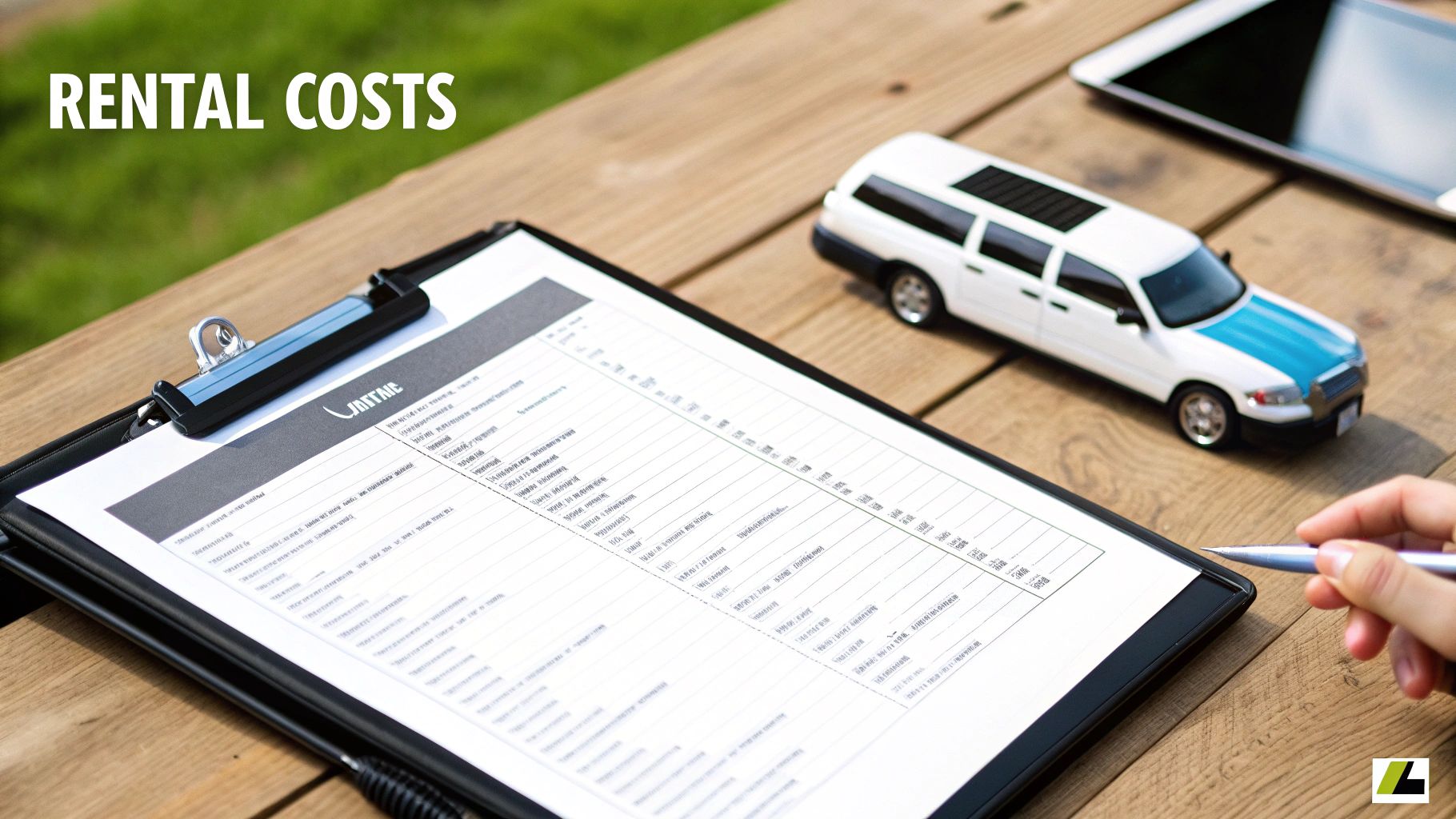 Elegant stretch limo driving through downtown Chicago at dusk