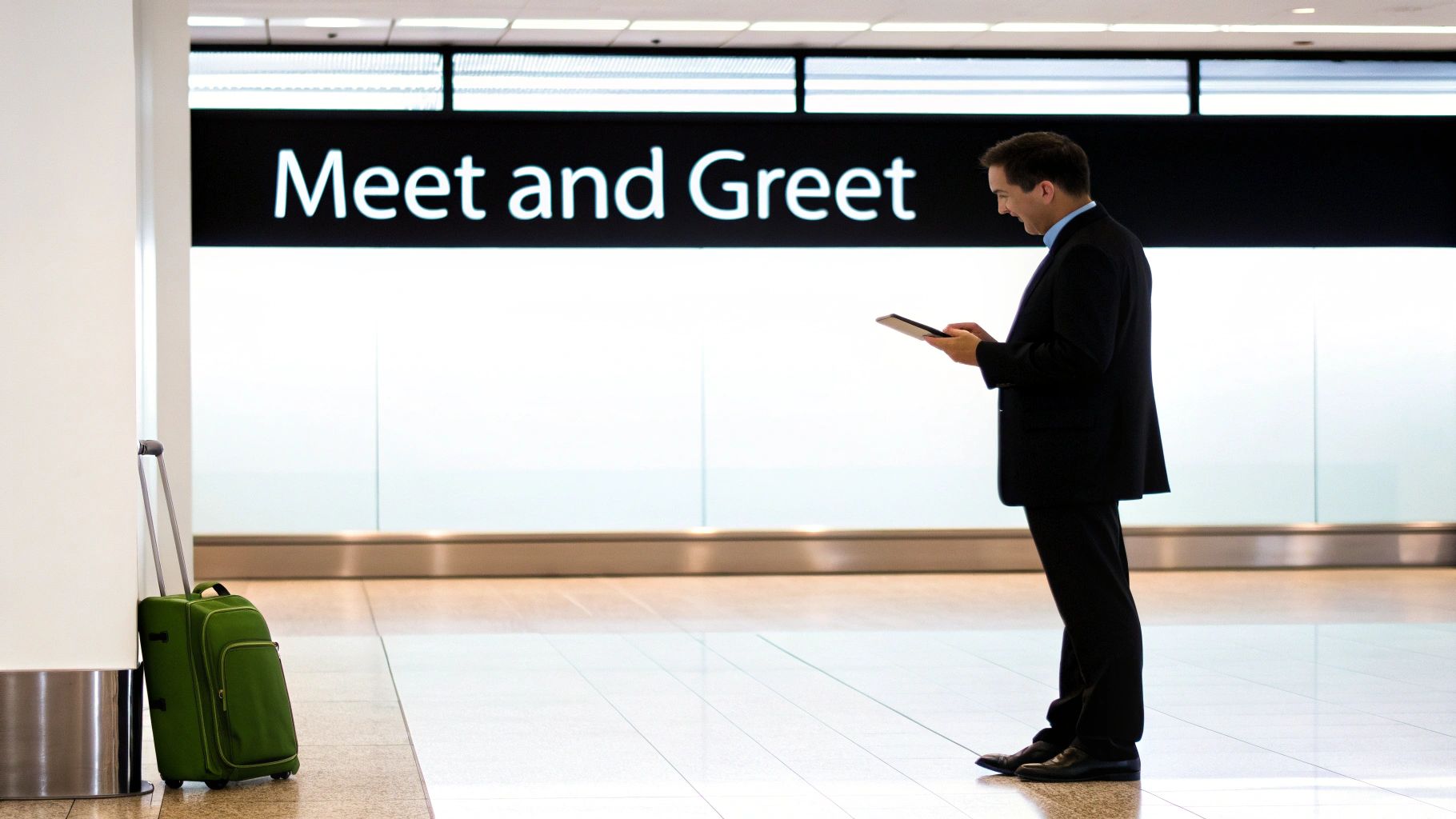 A fleet of black executive cars lined up for a corporate event.