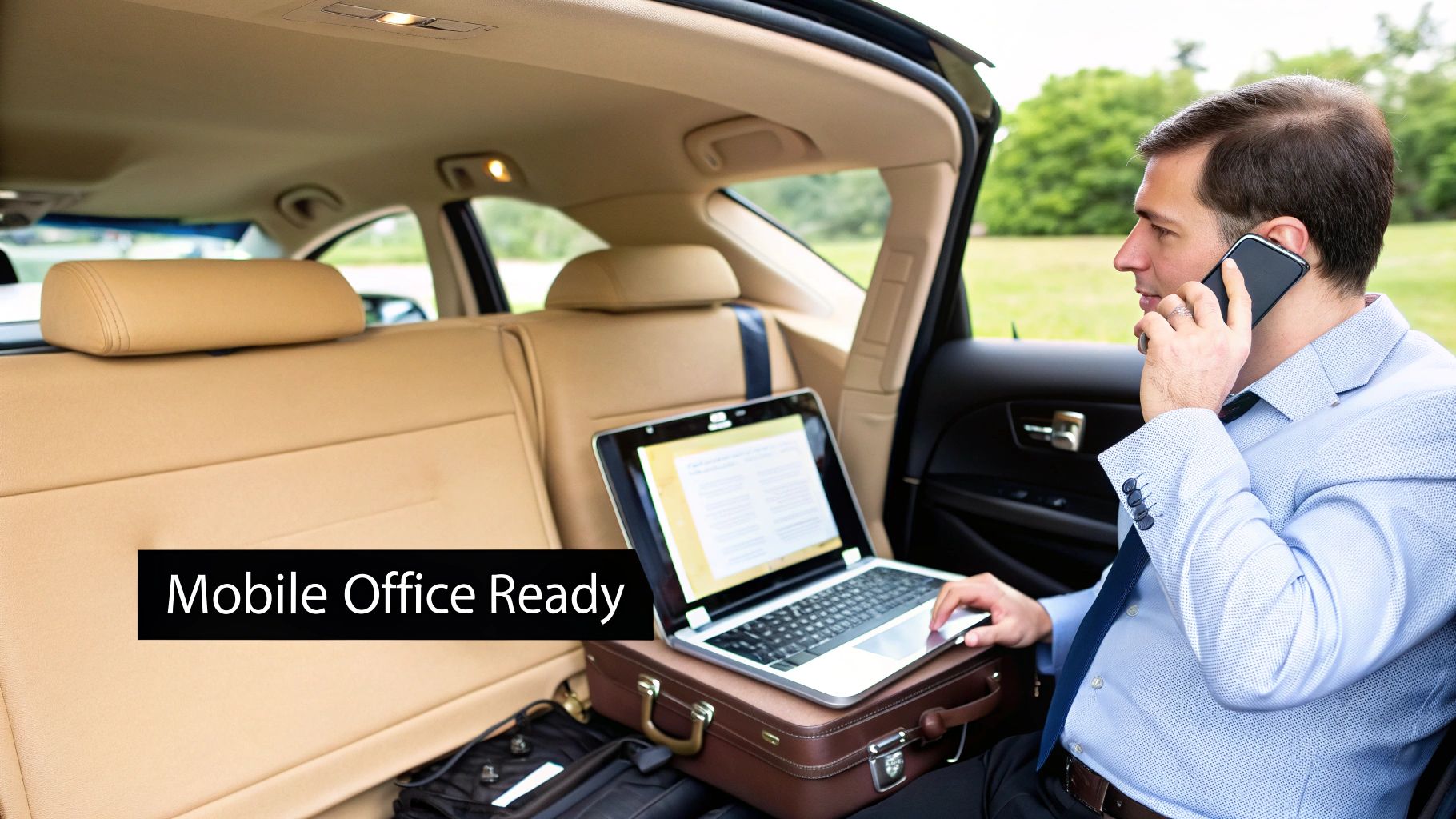 A professional chauffeur holding a sign in a Chicago airport terminal