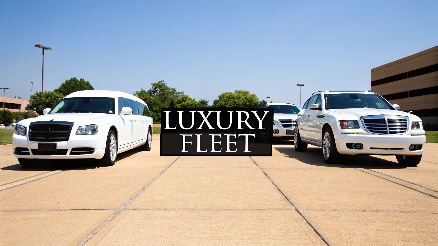 A sleek black limousine parked in front of an upscale building at night, with city lights reflecting on its polished surface.