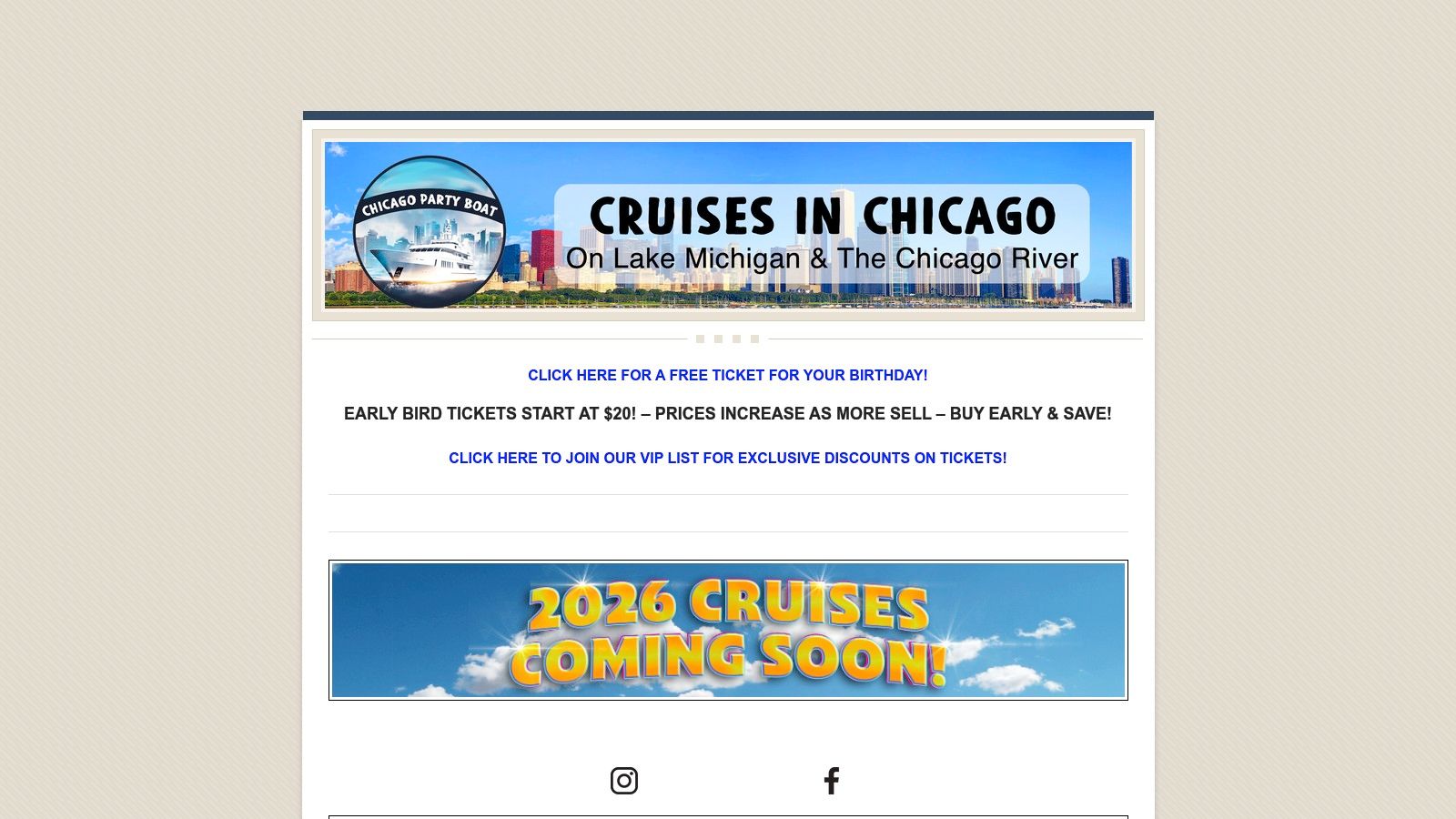 A lively party cruise on Lake Michigan with the Chicago skyline in the background, hosted by Chicago Party Boat.