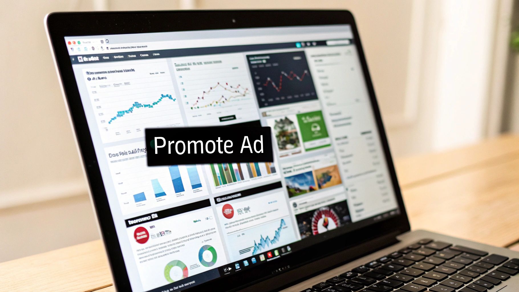 Digital marketer analyzing video ad performance on a dashboard