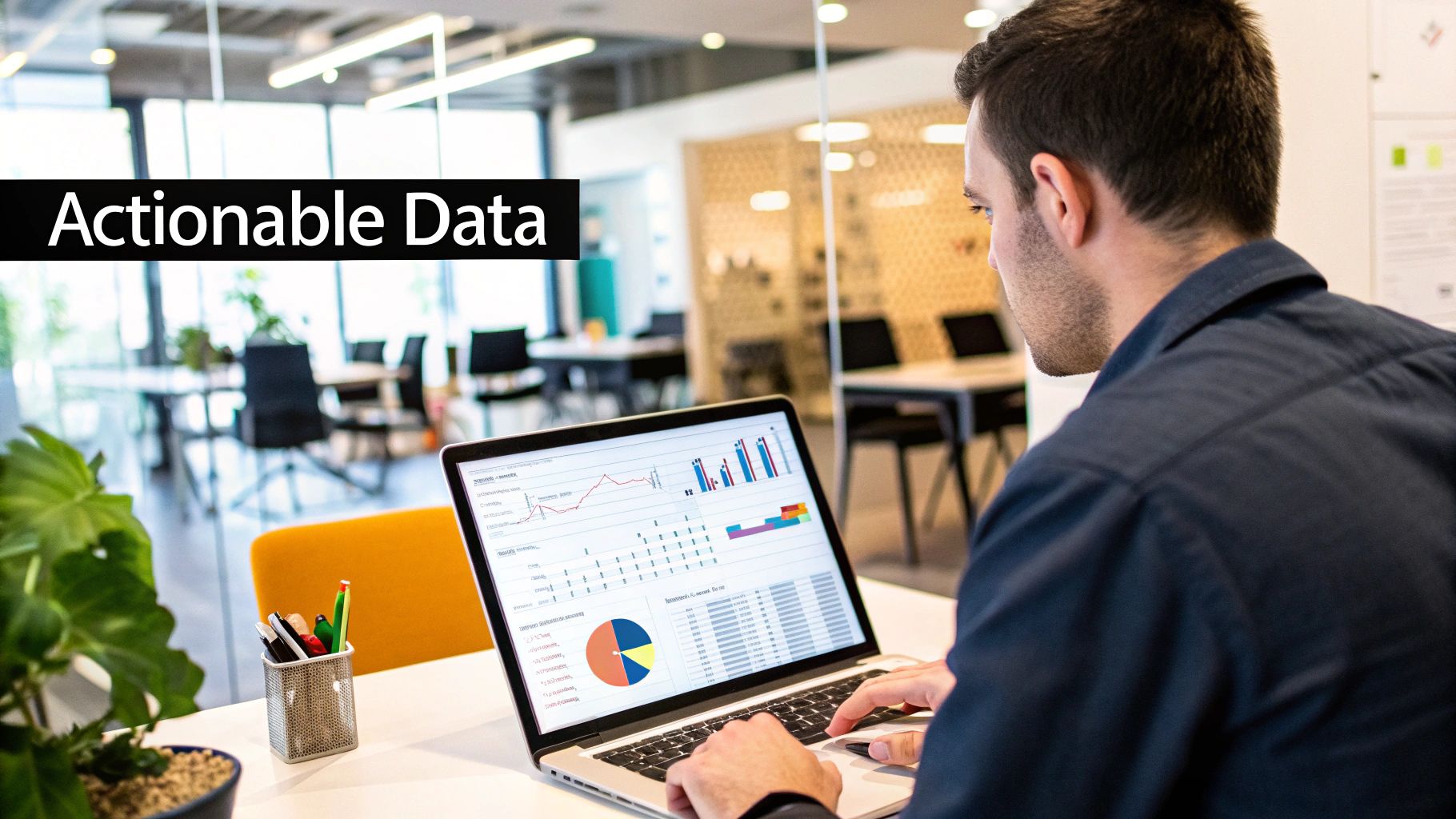 Data analysis dashboard on a laptop