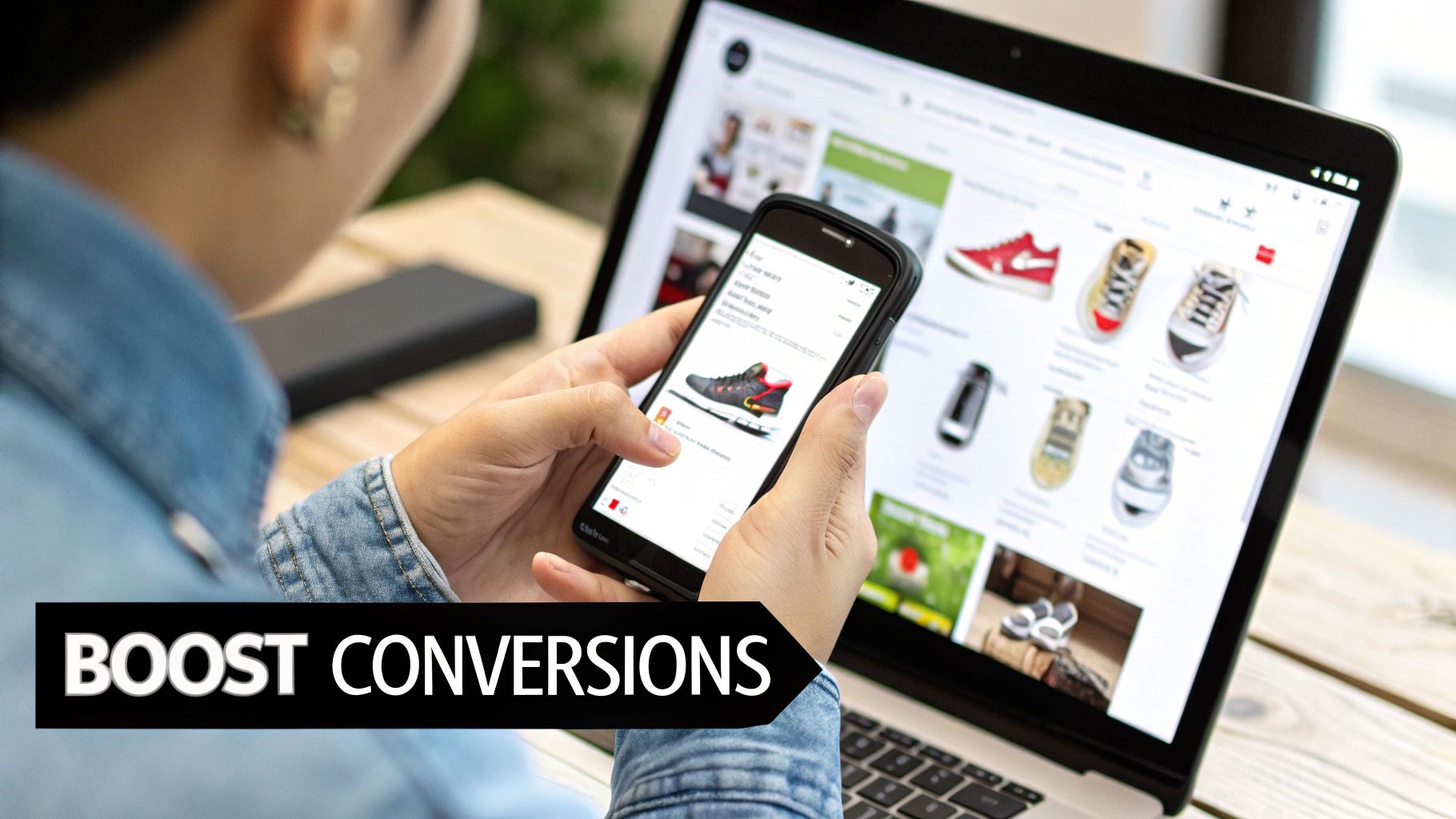 A customer happily unboxing a product while filming with their smartphone for a social media post.