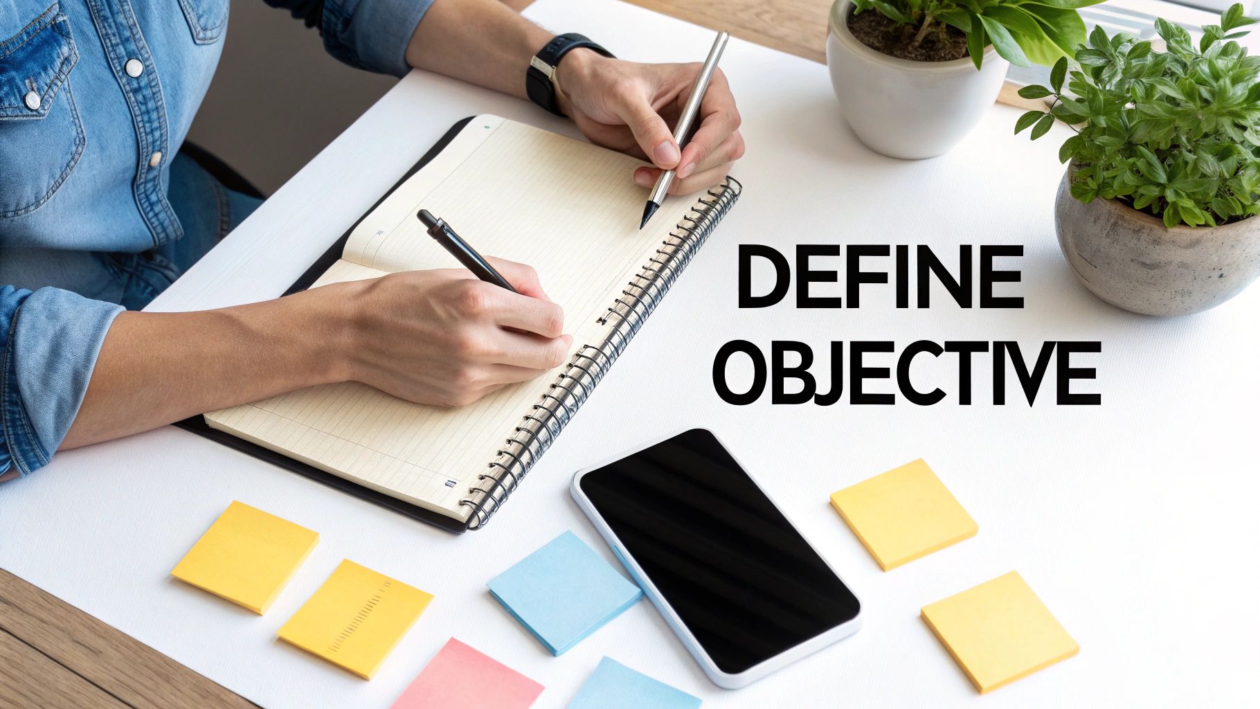 A team collaborating on a marketing strategy with sticky notes on a glass wall, illustrating the planning phase of writing an advertisement script.