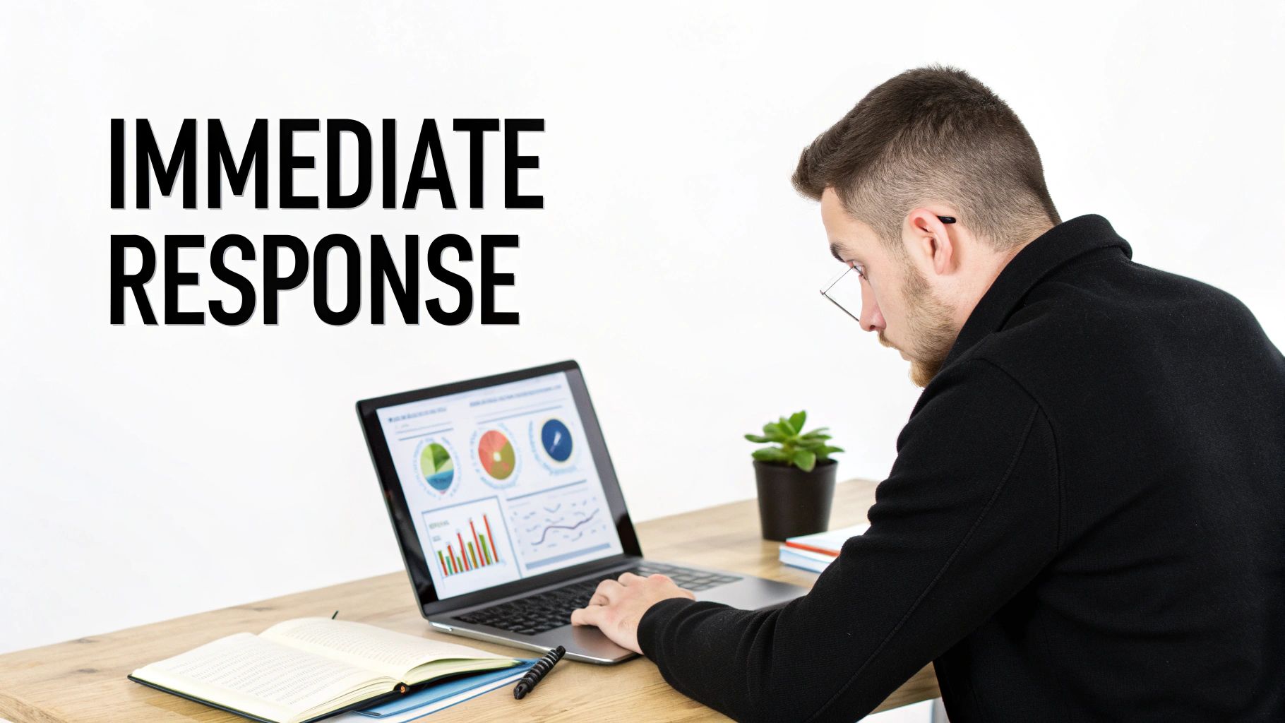 A person interacting with a direct response marketing ad on their phone, showing a clear call-to-action button.