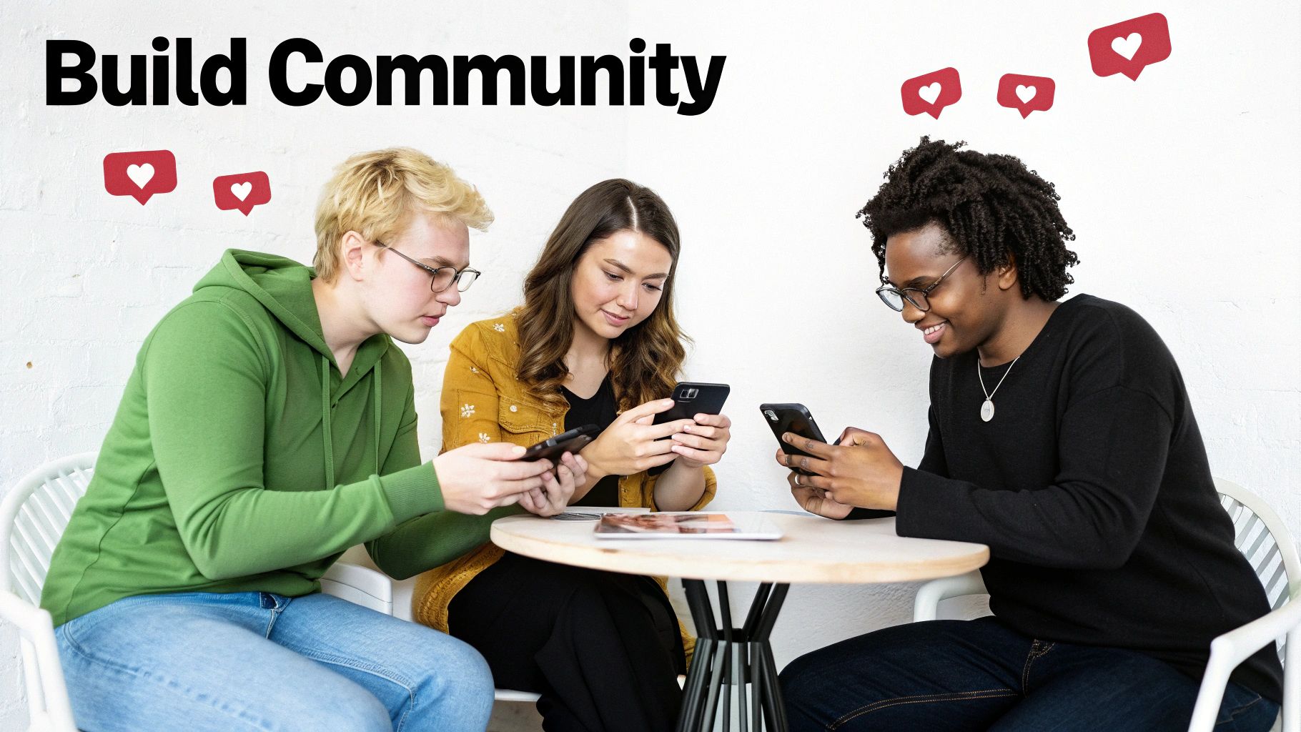 A group of diverse people interacting and connecting, symbolizing community building.