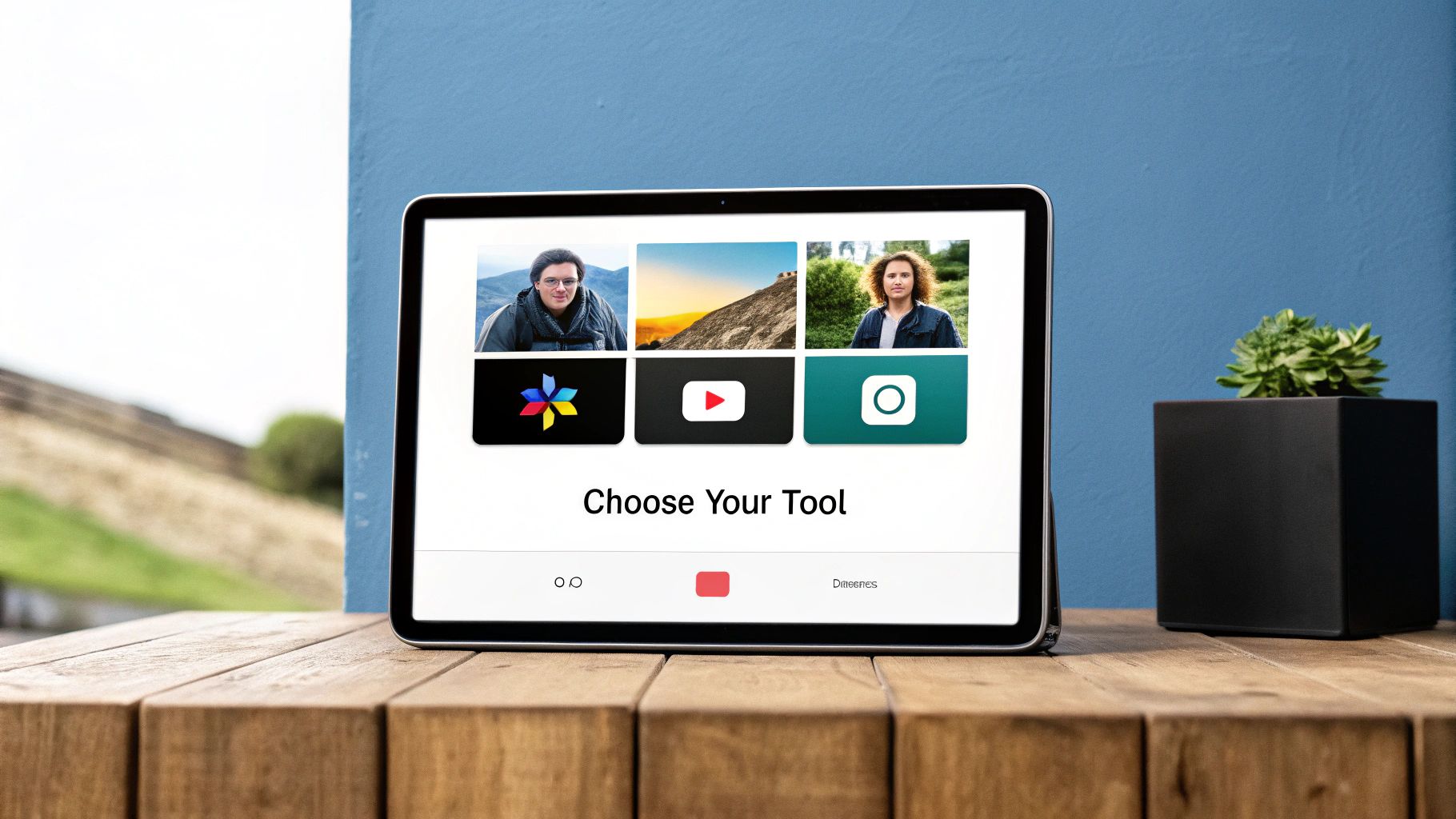 A person sitting at a desk and pointing at a computer screen displaying various AI video generator interfaces.