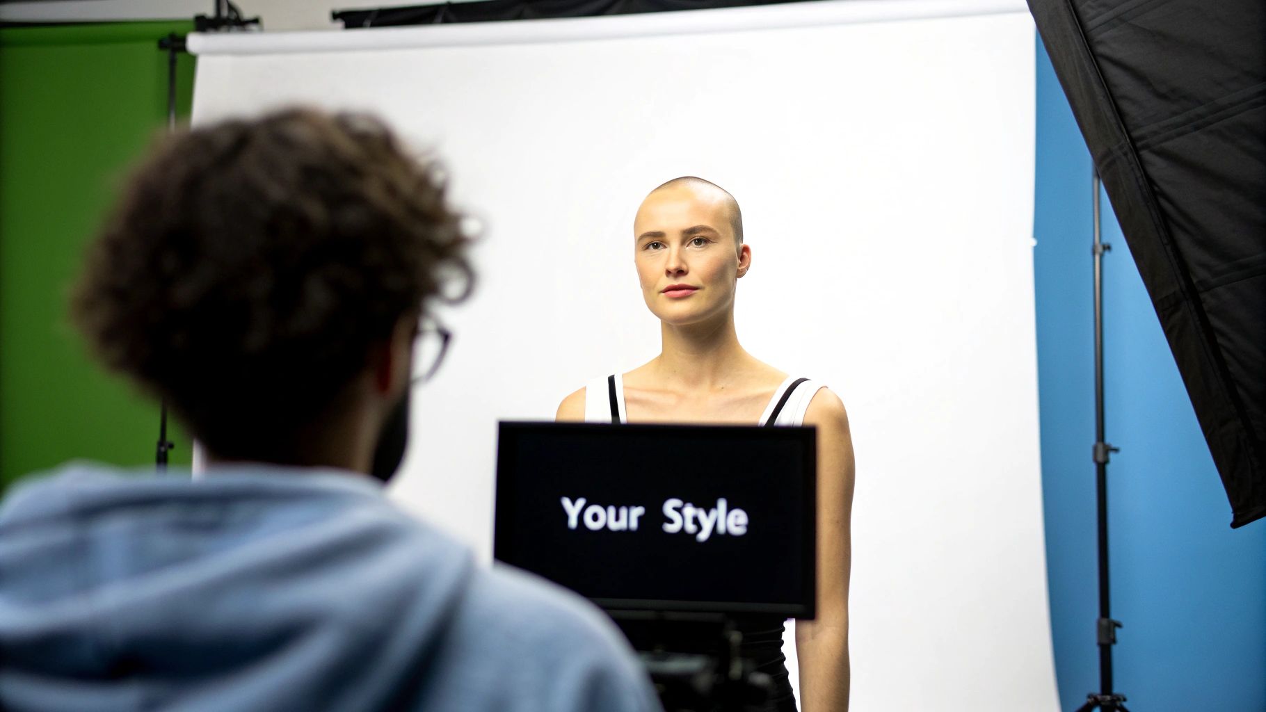 A realistic AI avatar being customized on a screen