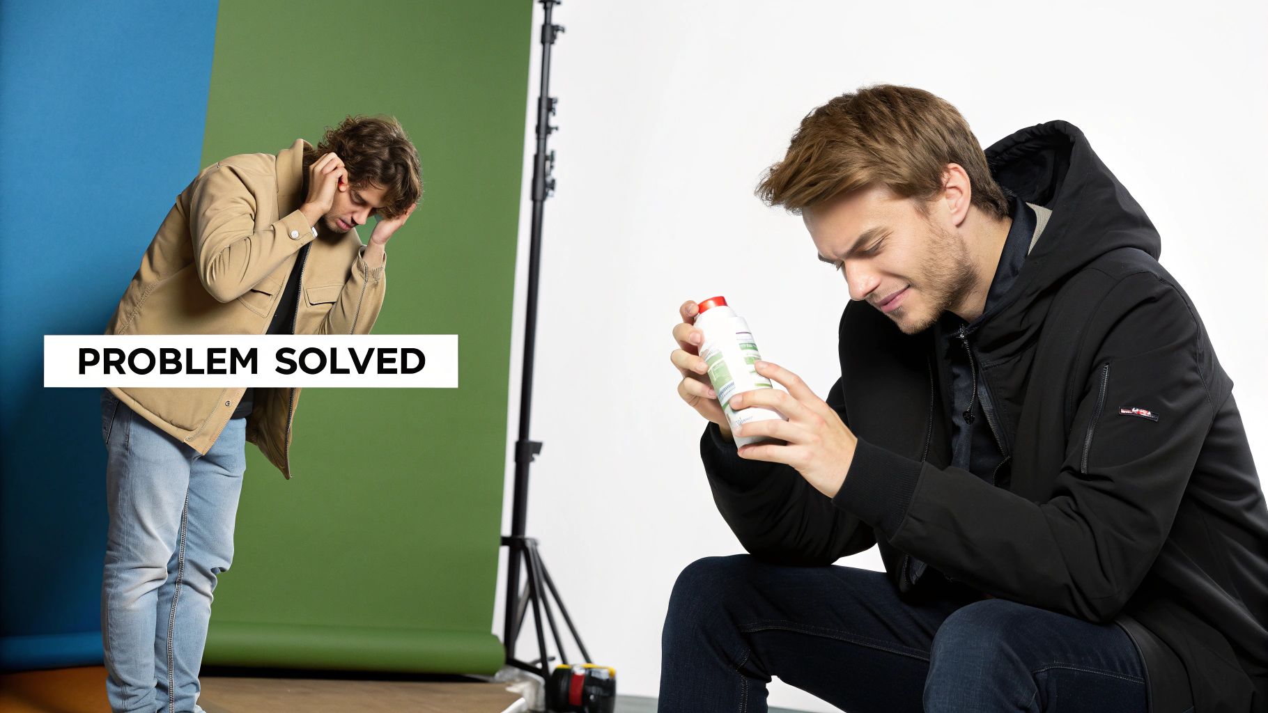 Woman writing an advertising script and looking at a laptop