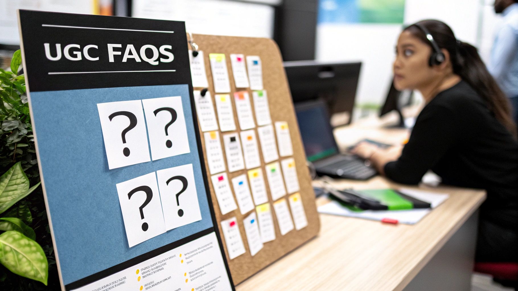 A person sitting at a desk with a laptop and smartphone, looking thoughtful while reviewing content.