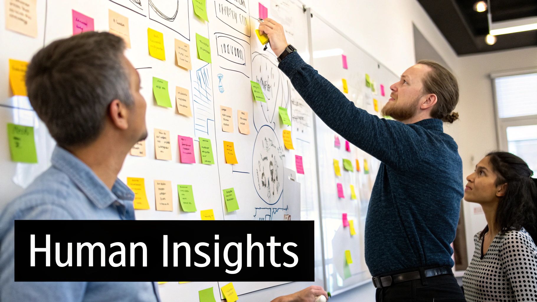 Graphic showing data points connecting to a human silhouette