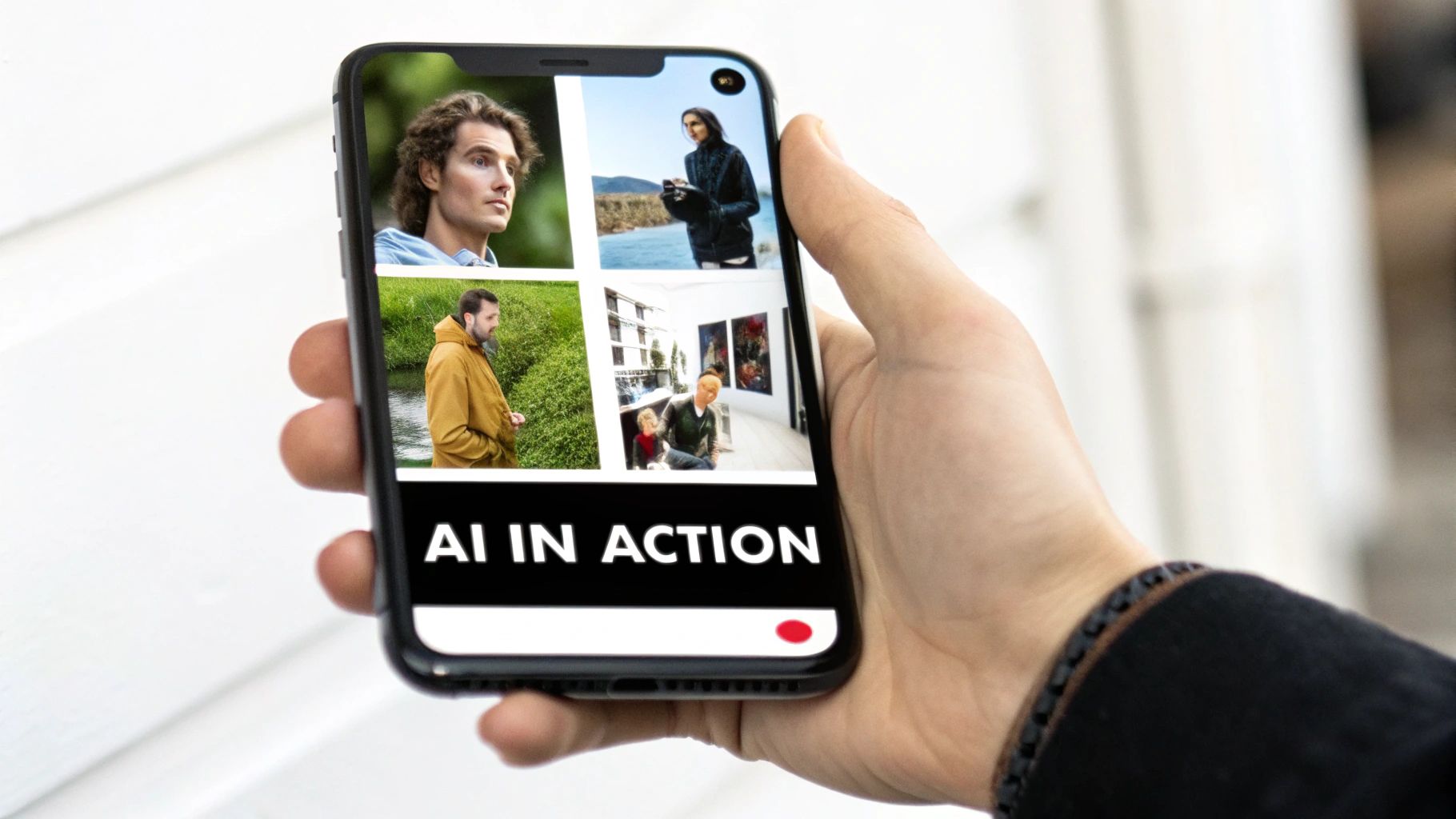 Woman working on a tablet with data visualizations in the background