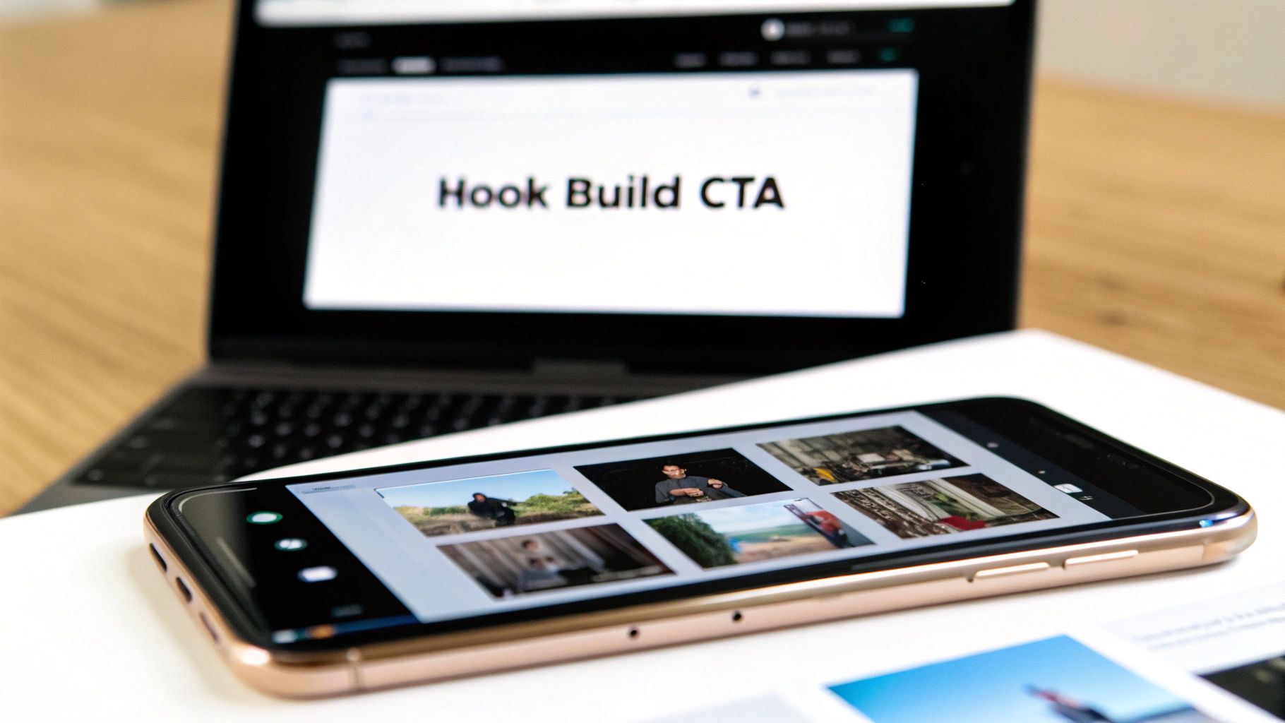 A filmmaker's storyboard with illustrations showing different scenes, demonstrating the narrative structure of an advertisement script.