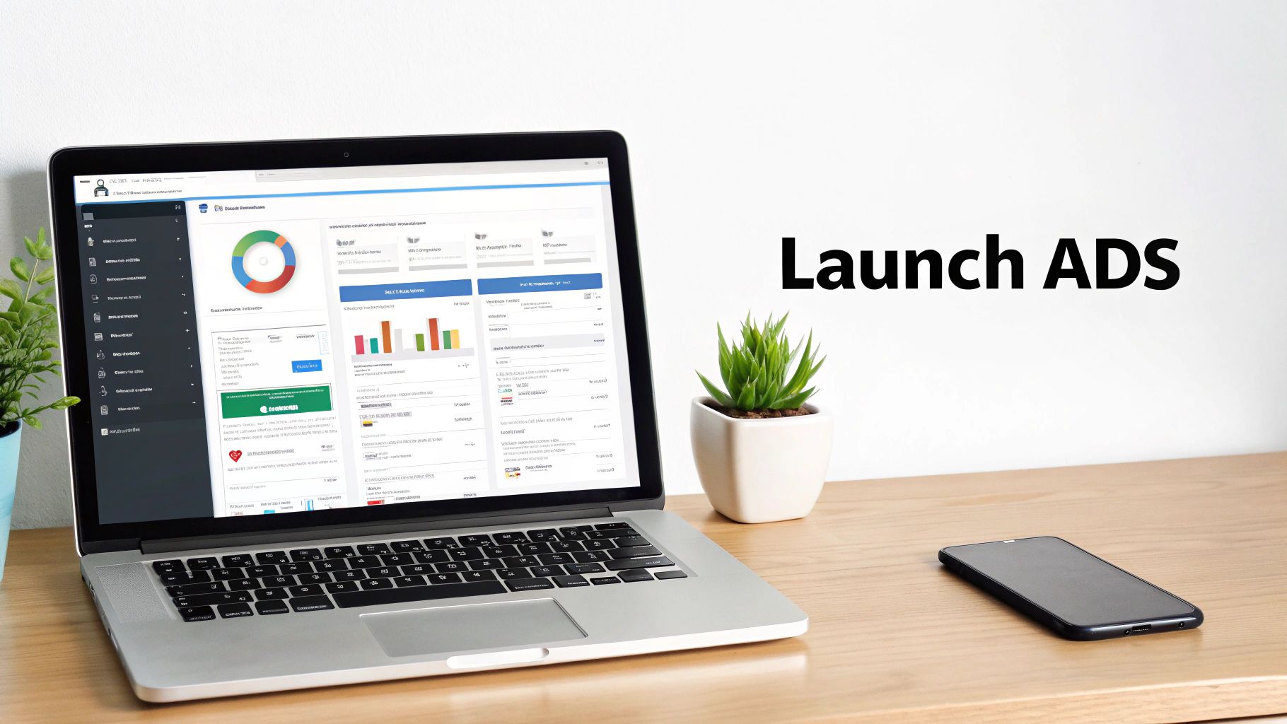 A dashboard showing ad performance metrics like CPA and ROAS.