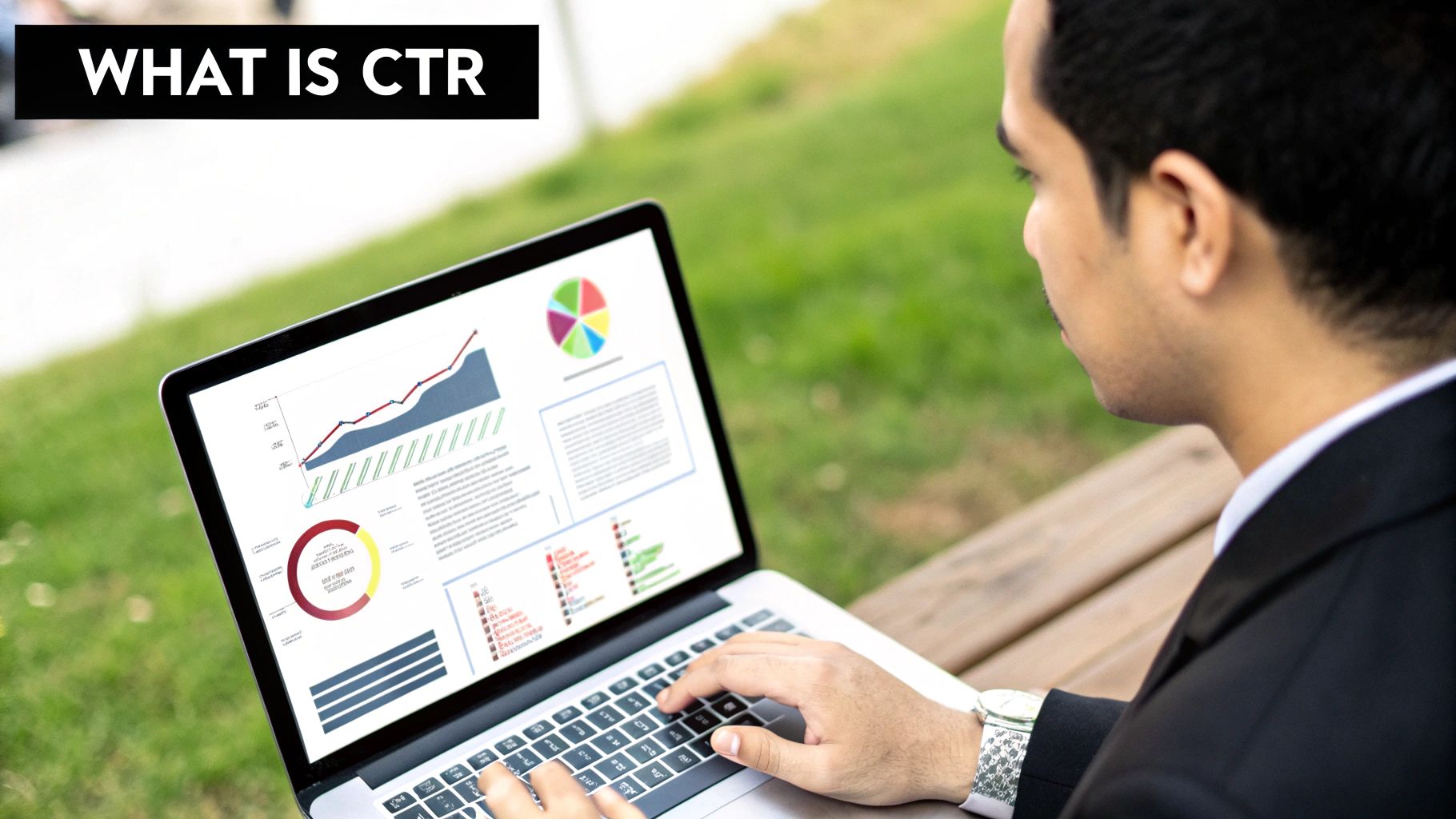 A digital dashboard showing charts and graphs for website analytics and performance.