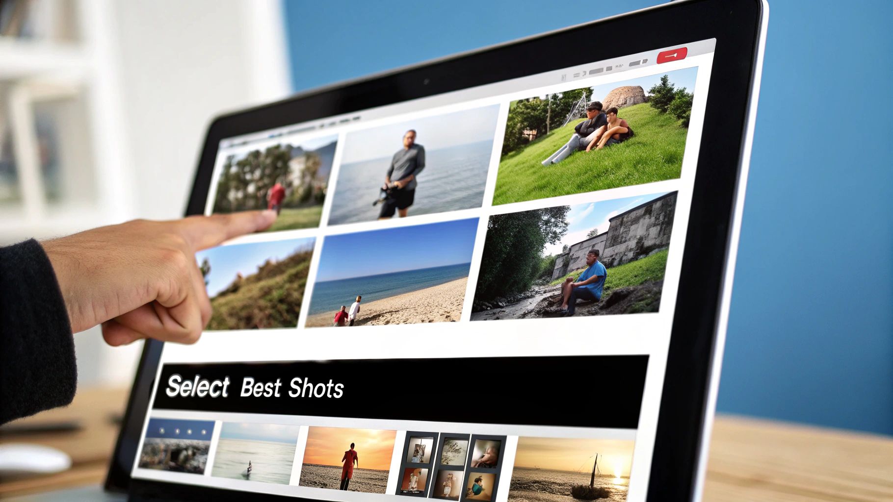 A designer selecting colors and fonts on a tablet to create visually appealing slides.