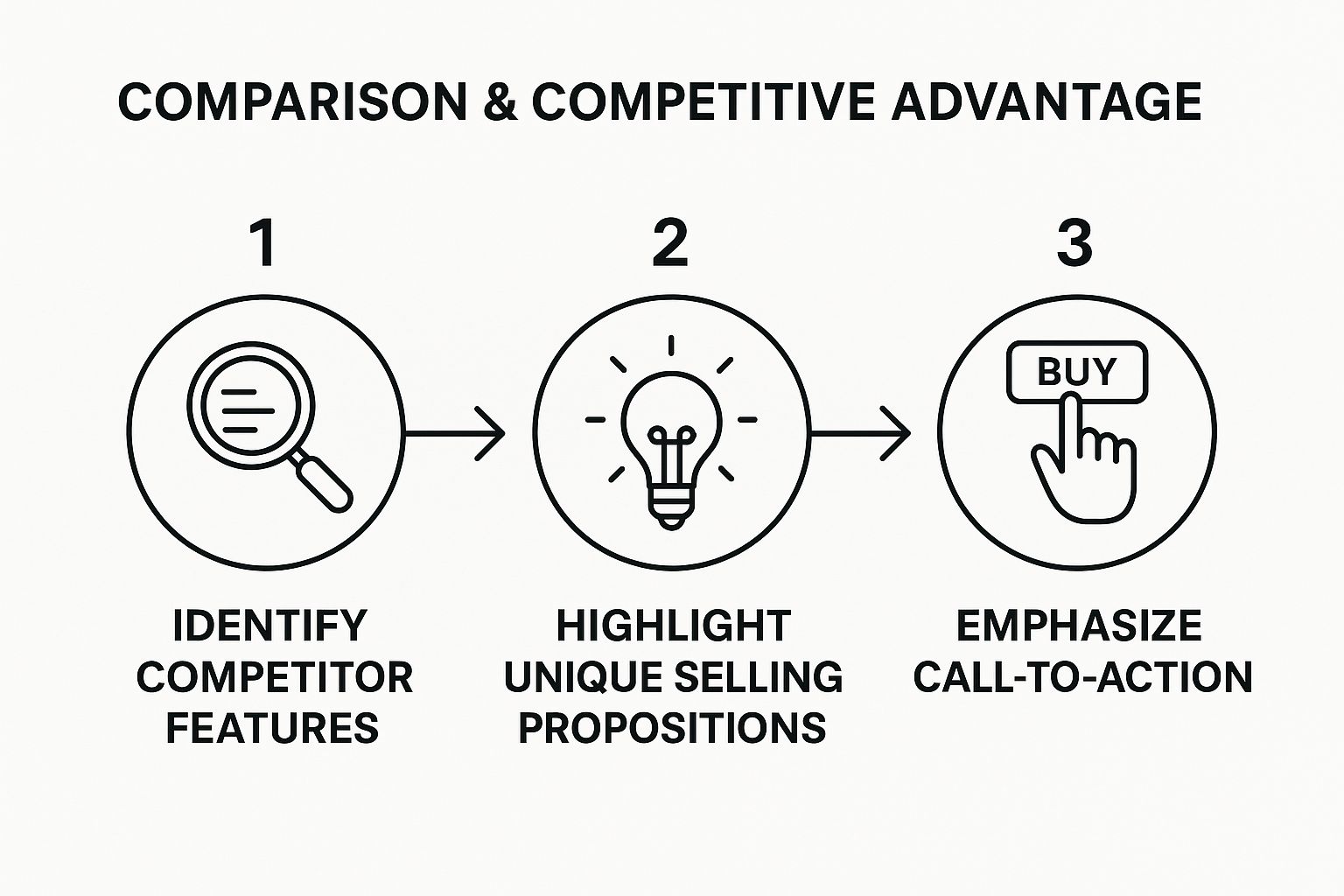 Infographic showing key data about Comparison and Competitive Advantage Script
