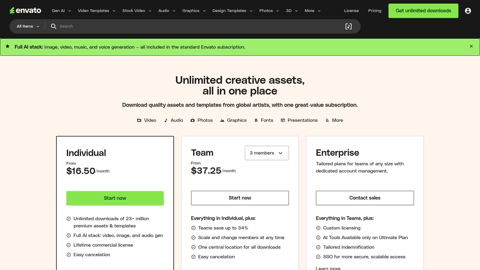Envato Elements (video ad templates to purchase)