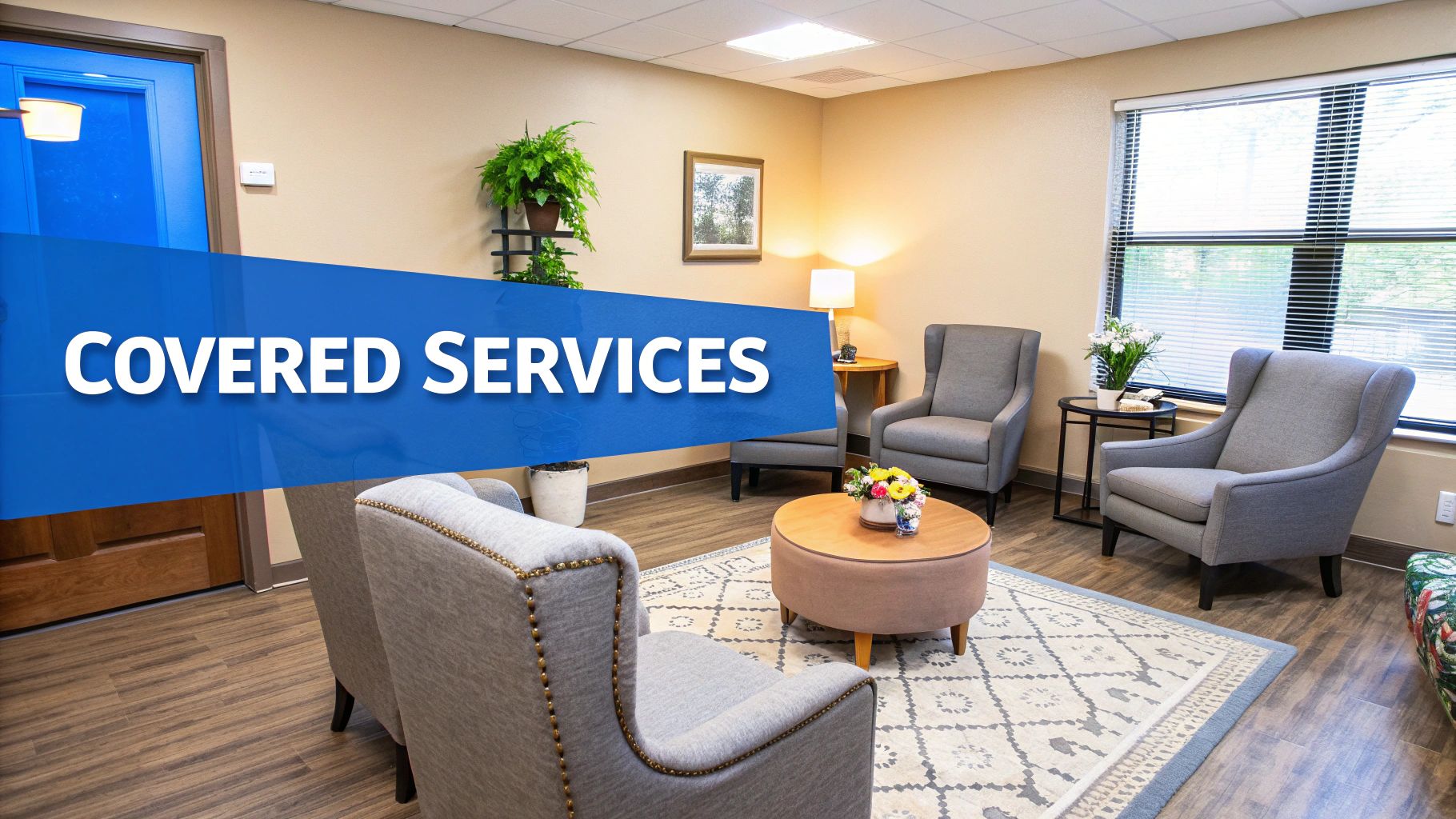 A supportive therapy group session taking place in a brightly lit room.