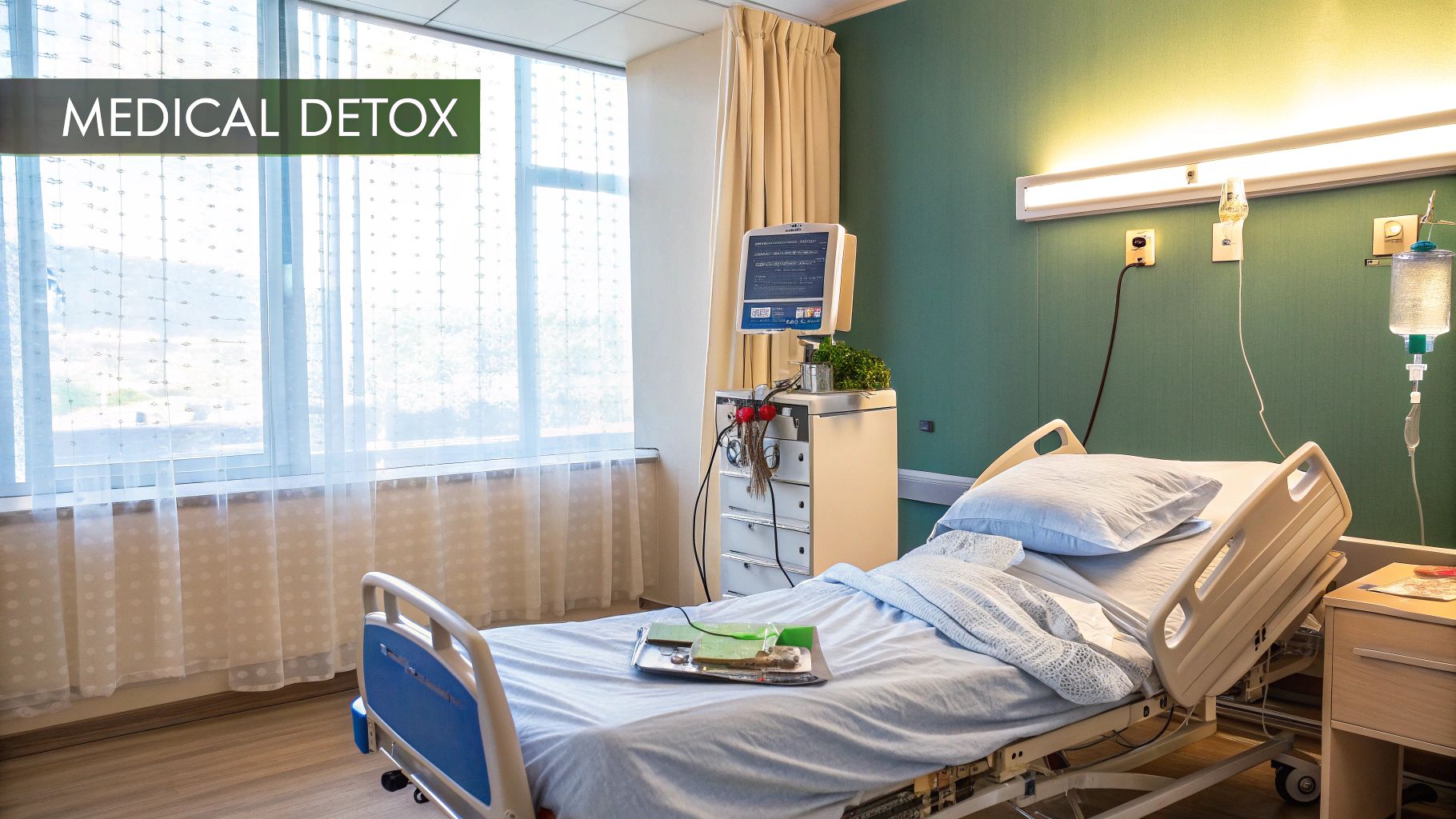 A medical professional checking a patient's vitals in a calm, clinical setting.