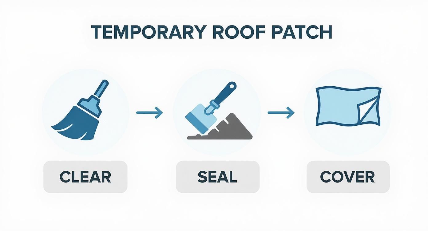 Infographic about how to fix a hole in roof