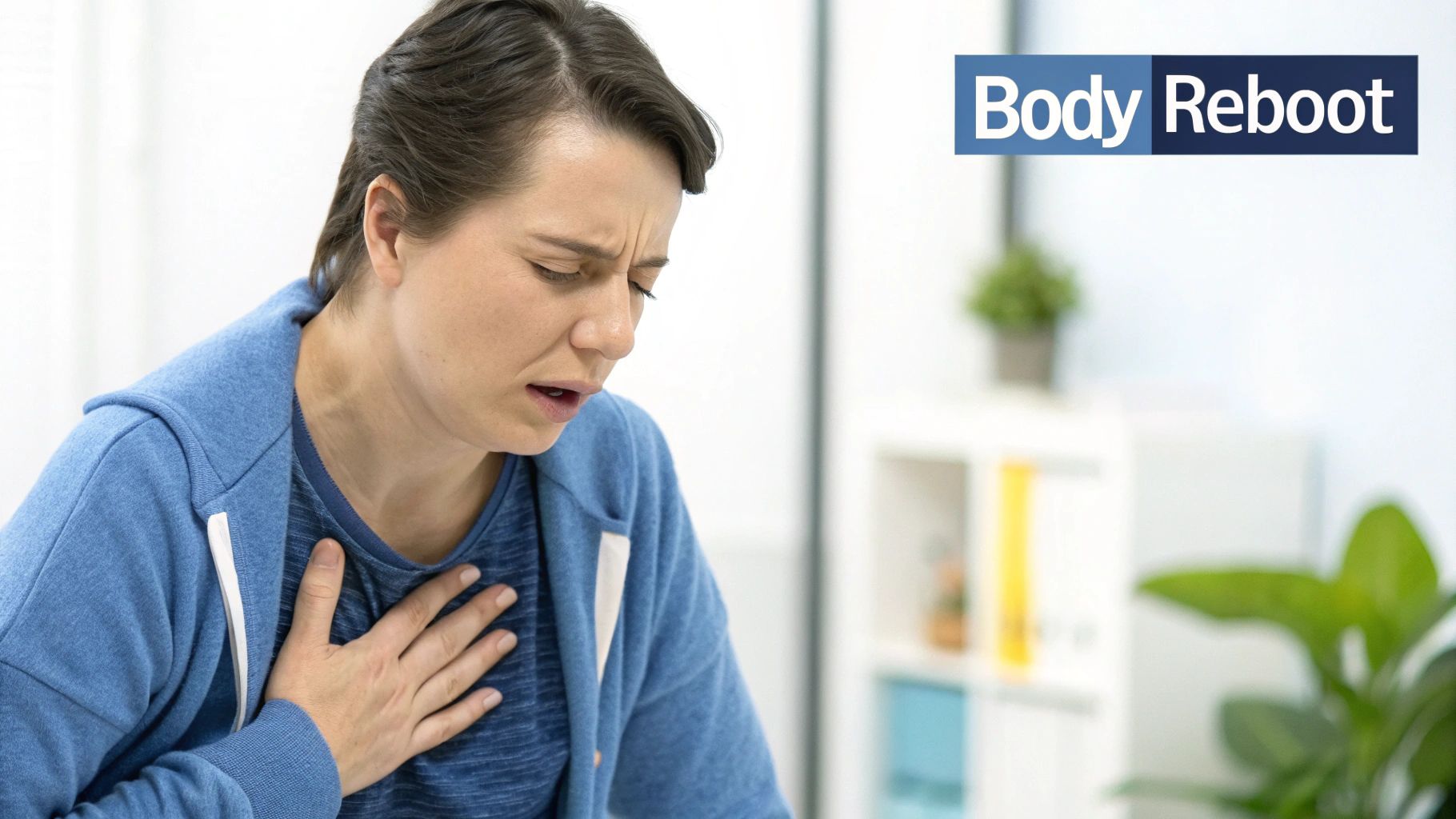 A person looking distressed, representing the discomfort of alcohol withdrawal.