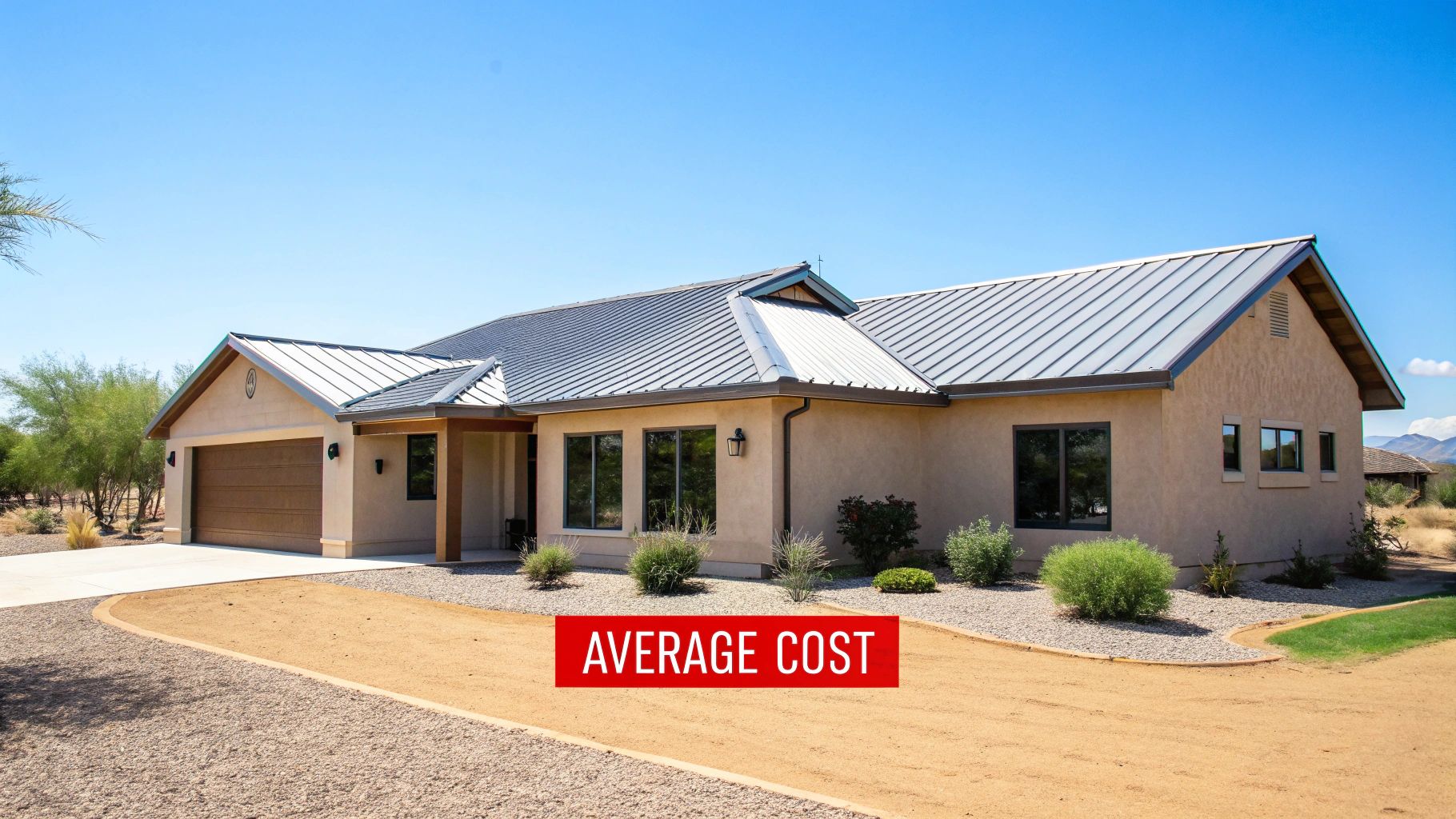 Modern single-story home with standing seam metal roof showcasing average cost installation