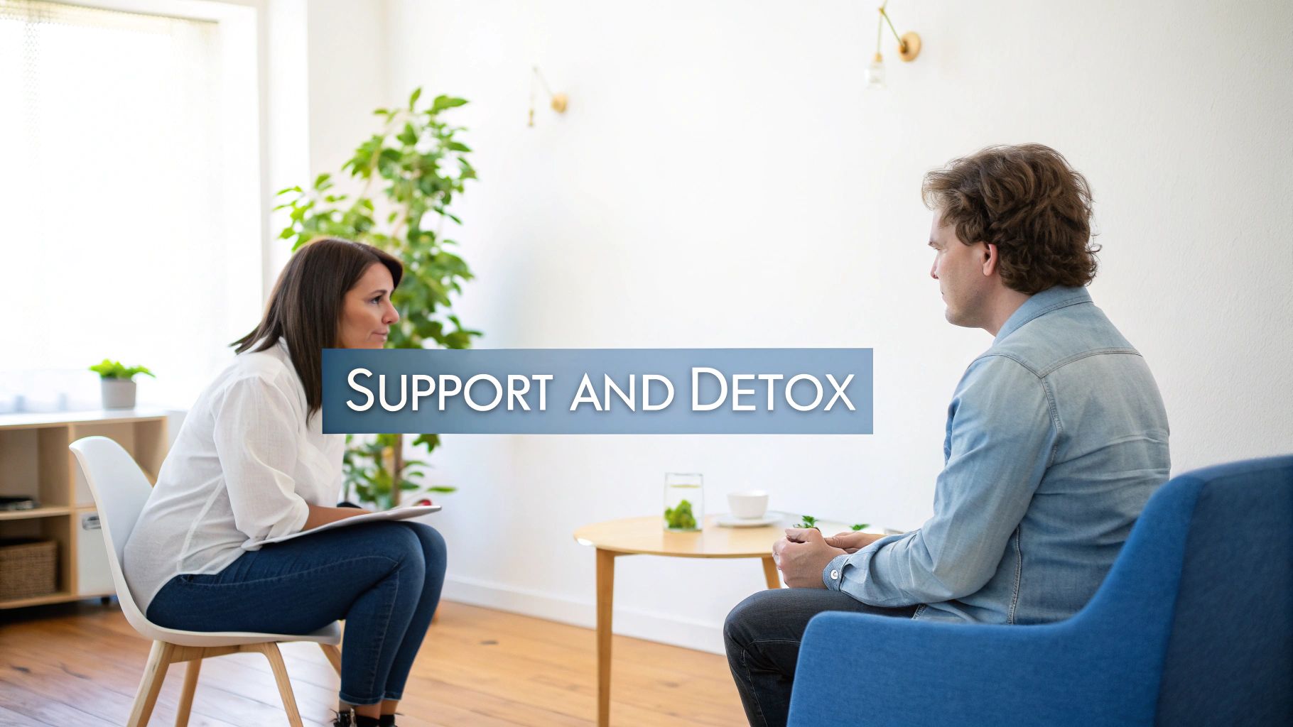 A person looking thoughtful and reflective while sitting on a couch.