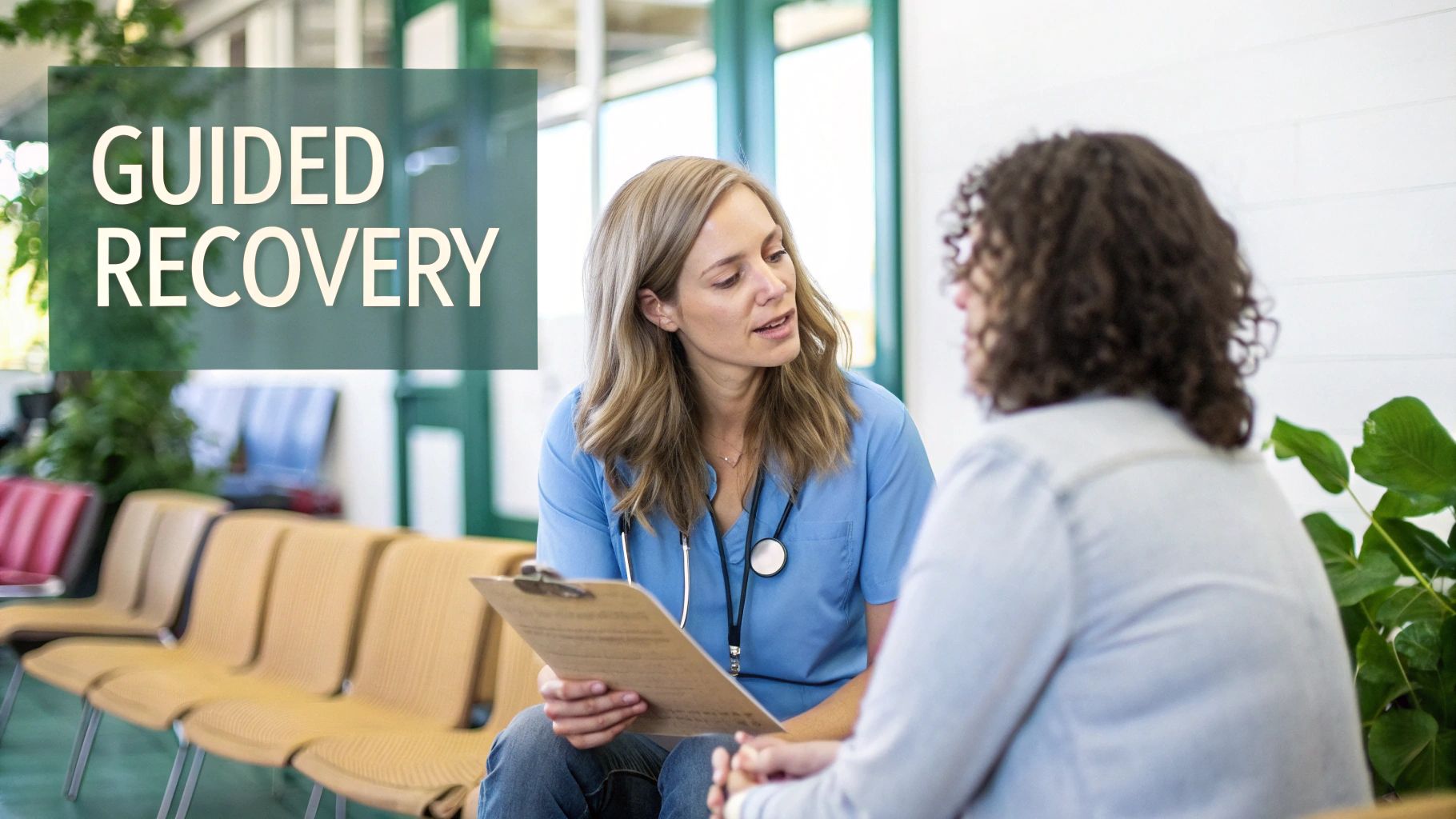 Woman in a therapy session with a counselor, showing a supportive and empathetic environment.