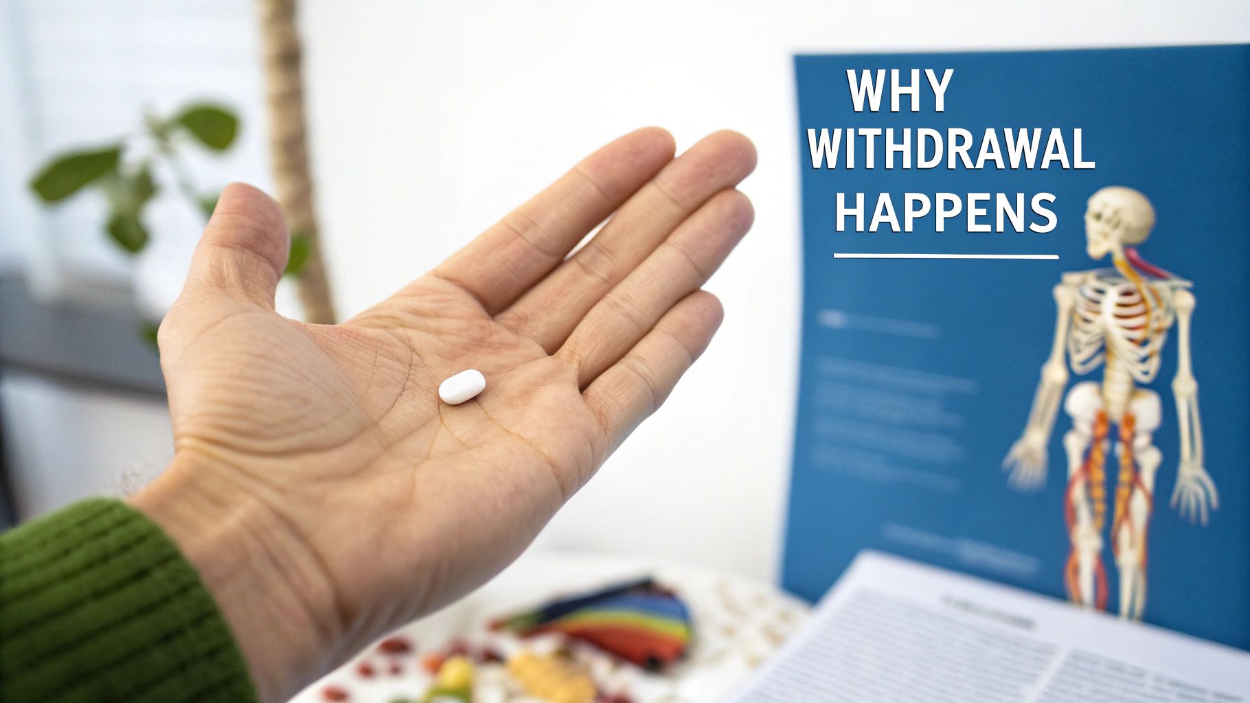 A person experiencing physical discomfort and holding their head.