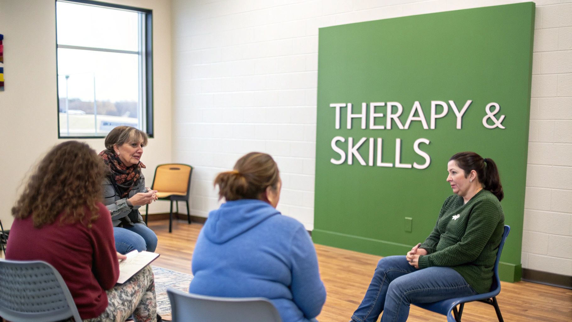 A compassionate therapist listening intently to a patient during a one-on-one counseling session.