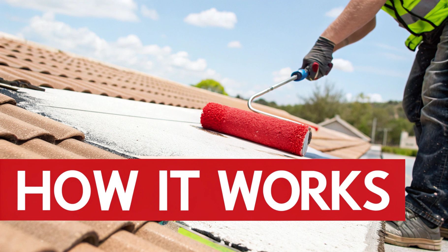 A close-up of a thick, seamless elastomeric coating on a roof.