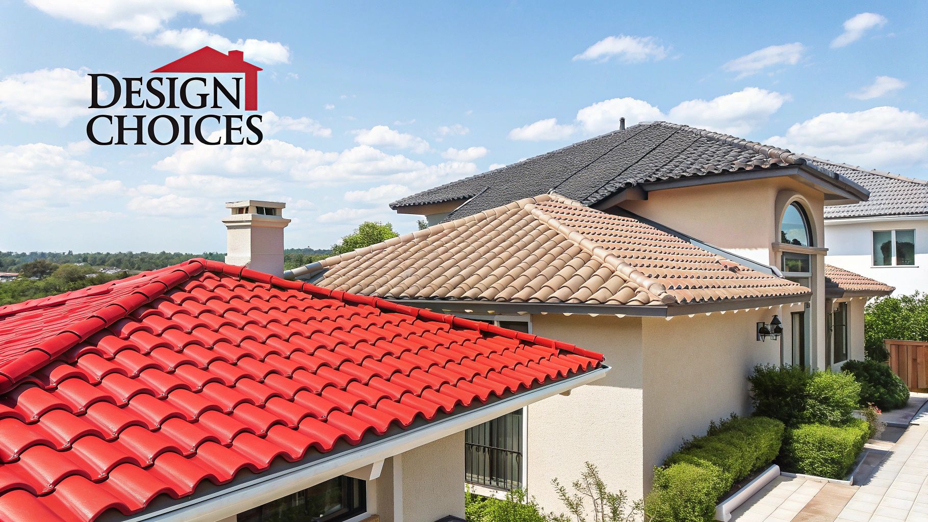 A beautiful home with a Spanish-style roof featuring curved clay or concrete tiles.