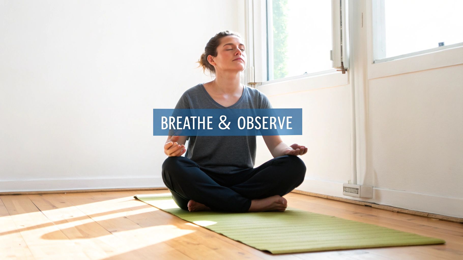 Person sitting calmly by the ocean