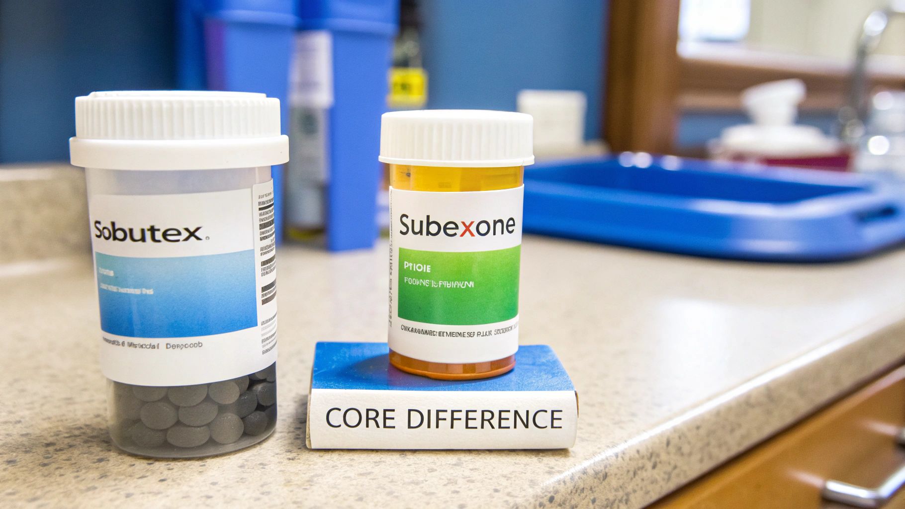 A close-up of Suboxone film strips and pills, highlighting the medications used in opioid addiction treatment.