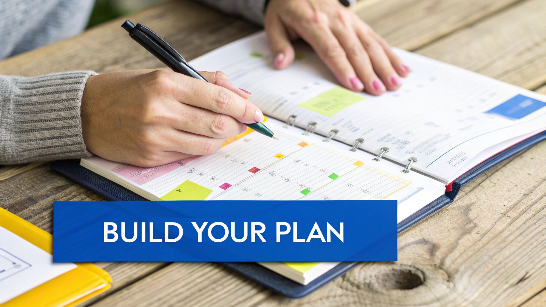 A person working on their relapse prevention plan template at a sunlit desk.