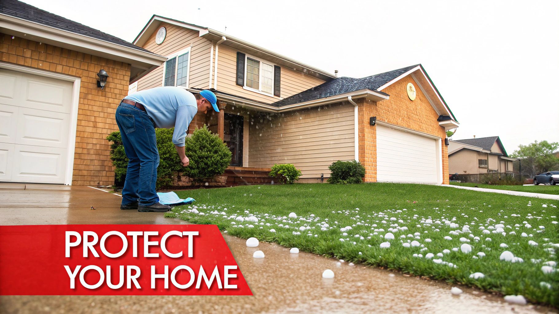A durable, modern roof on a house, representing a strong defense against hail.