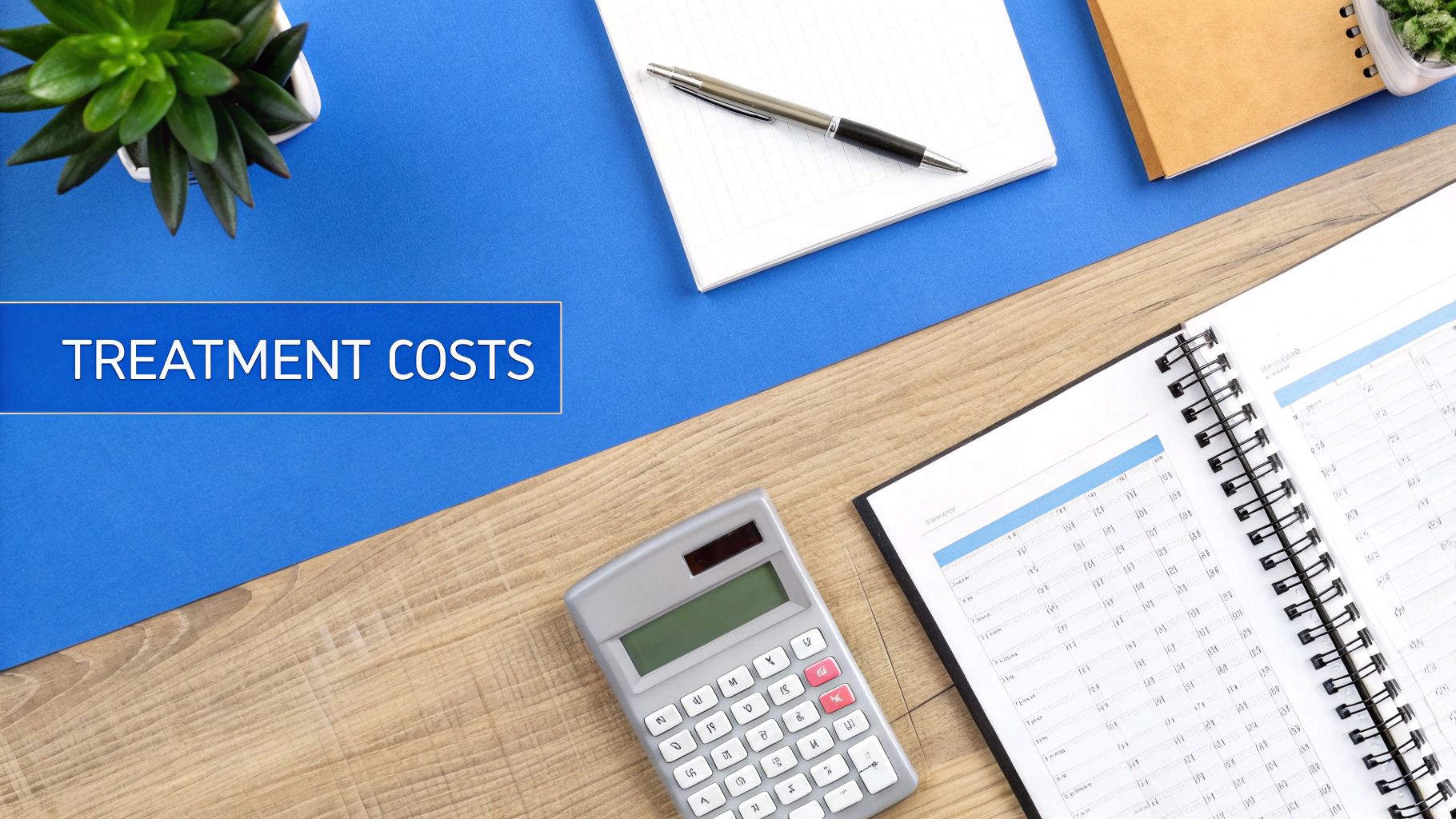 A person reviewing a financial document with a calculator, symbolizing the process of planning treatment costs.
