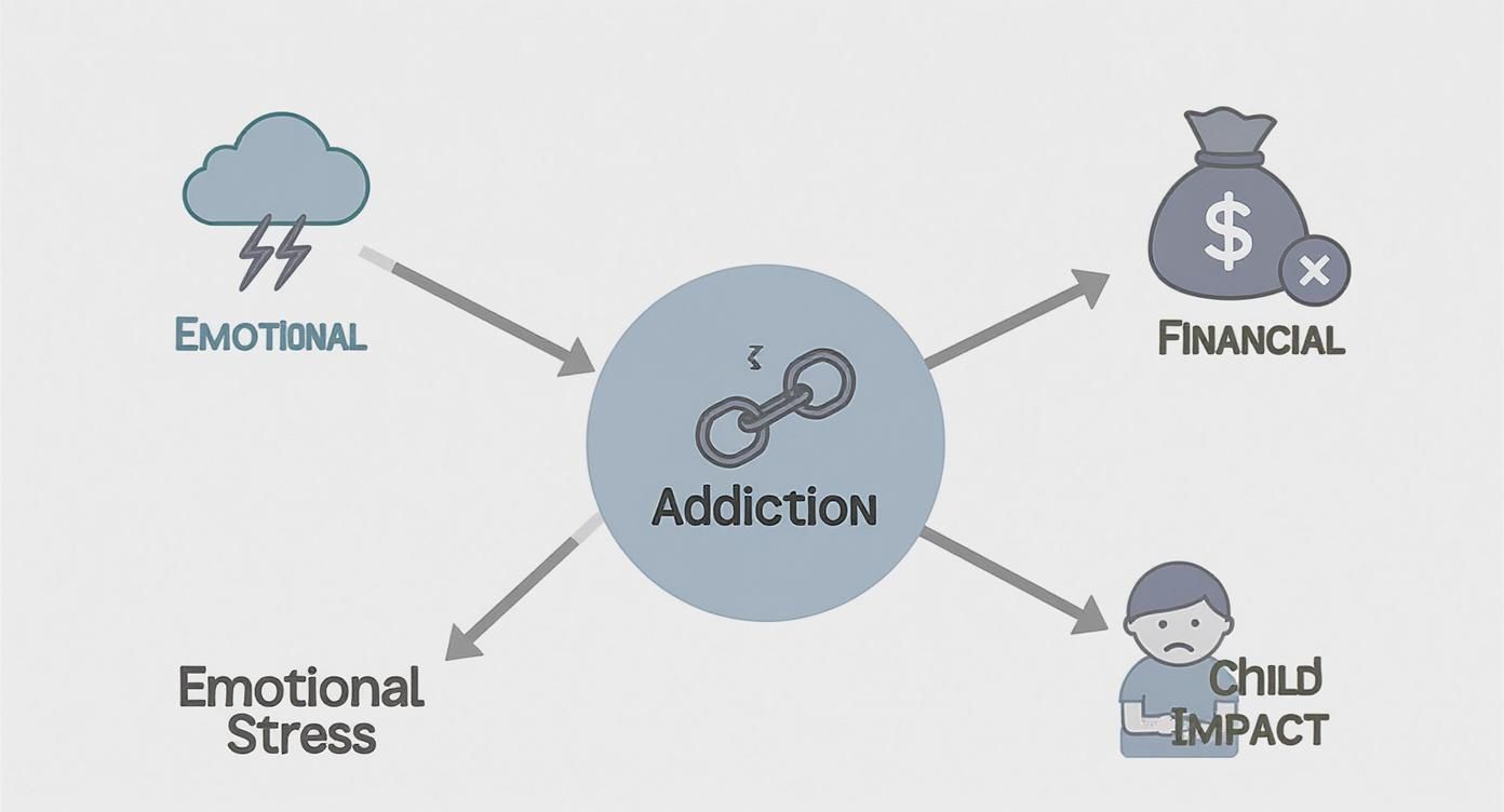 Infographic about how addiction affects the family
