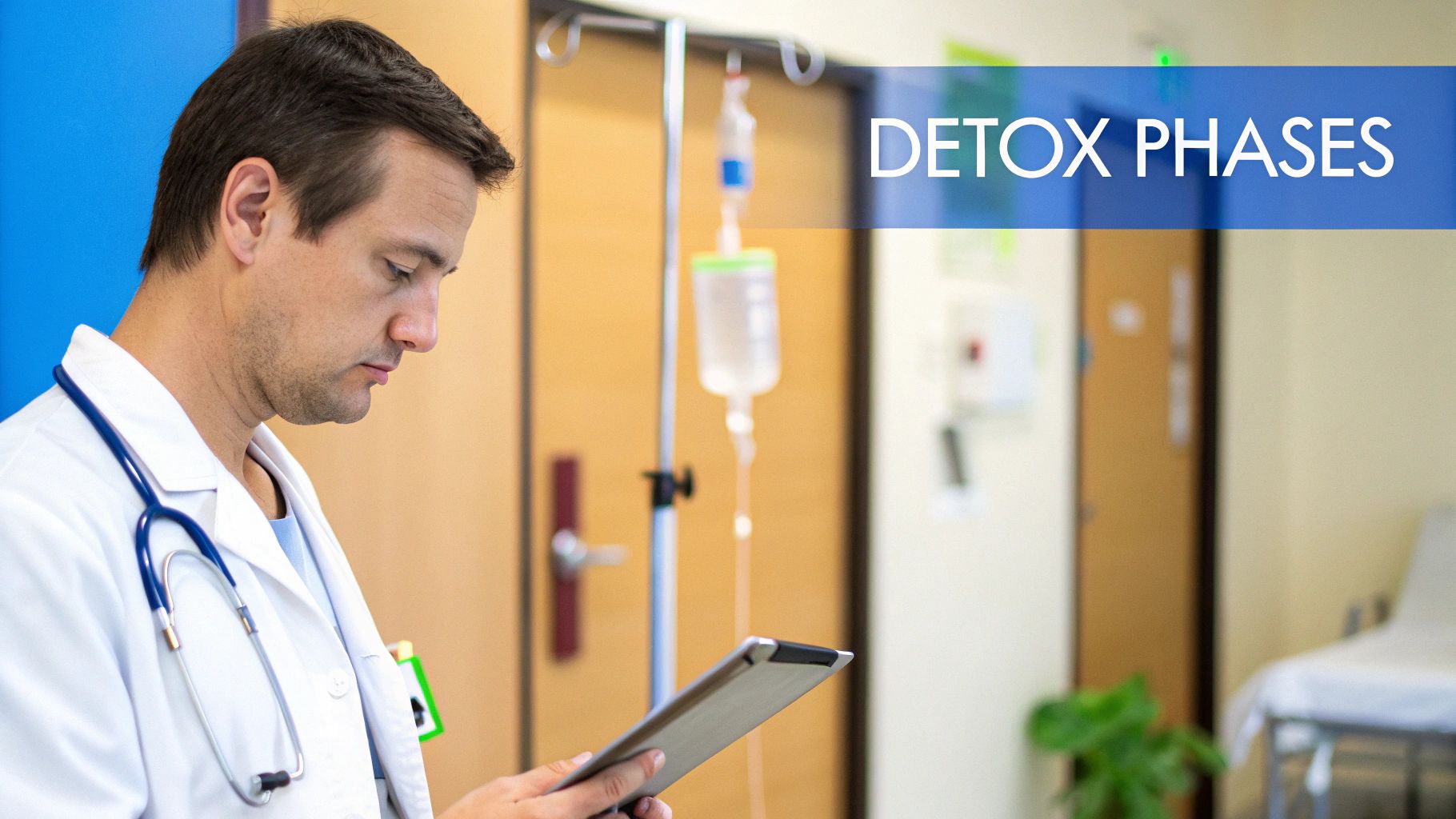 A medical professional compassionately taking notes while speaking with a patient, representing the evaluation phase of detox.